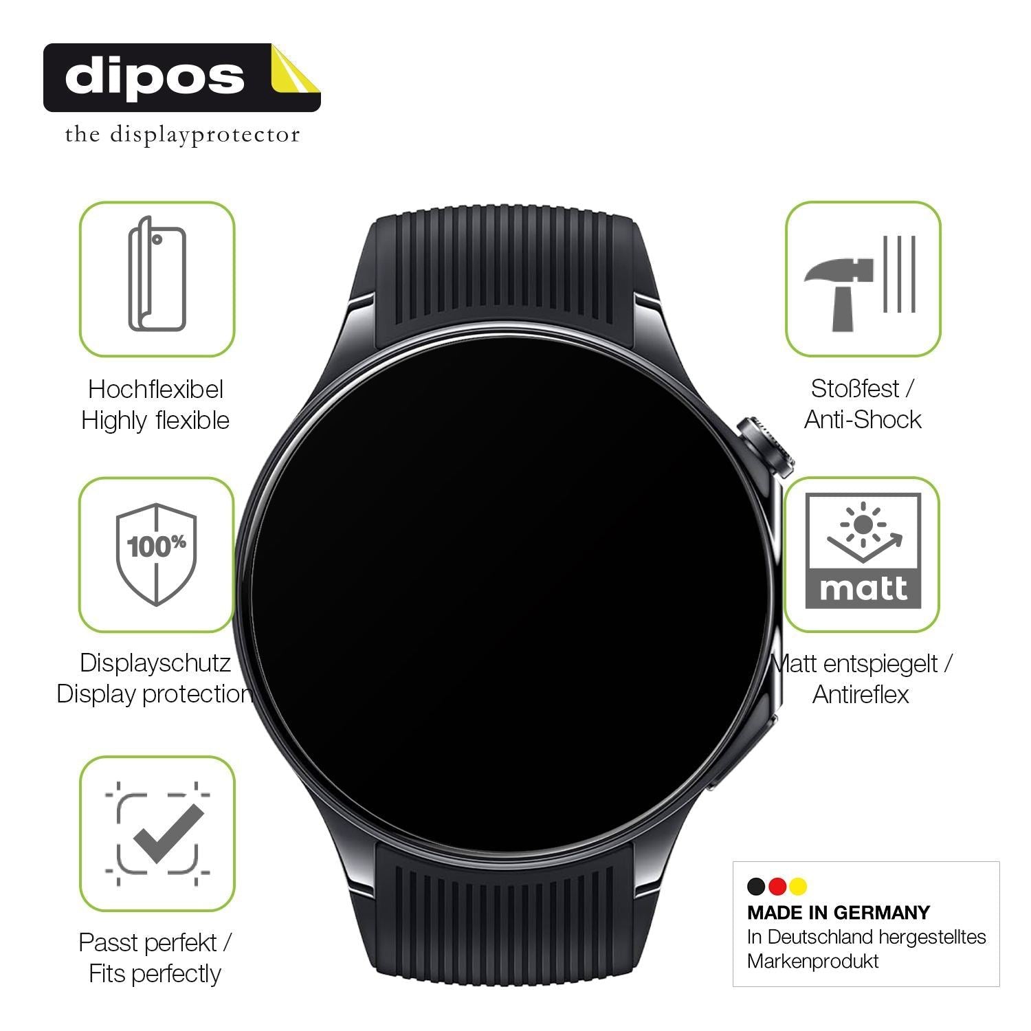 2x Full Cover Schutzfolie matt für OnePlus Watch 3 (7)