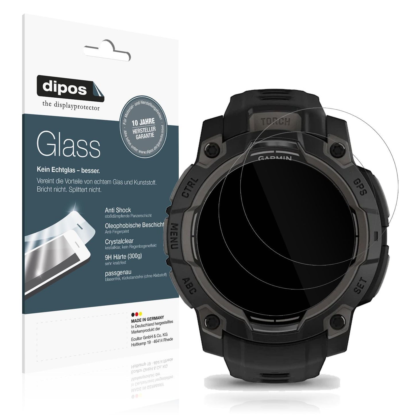 2x 9H Schutzfolie für Garmin Instinct 3 45mm Panze (1)