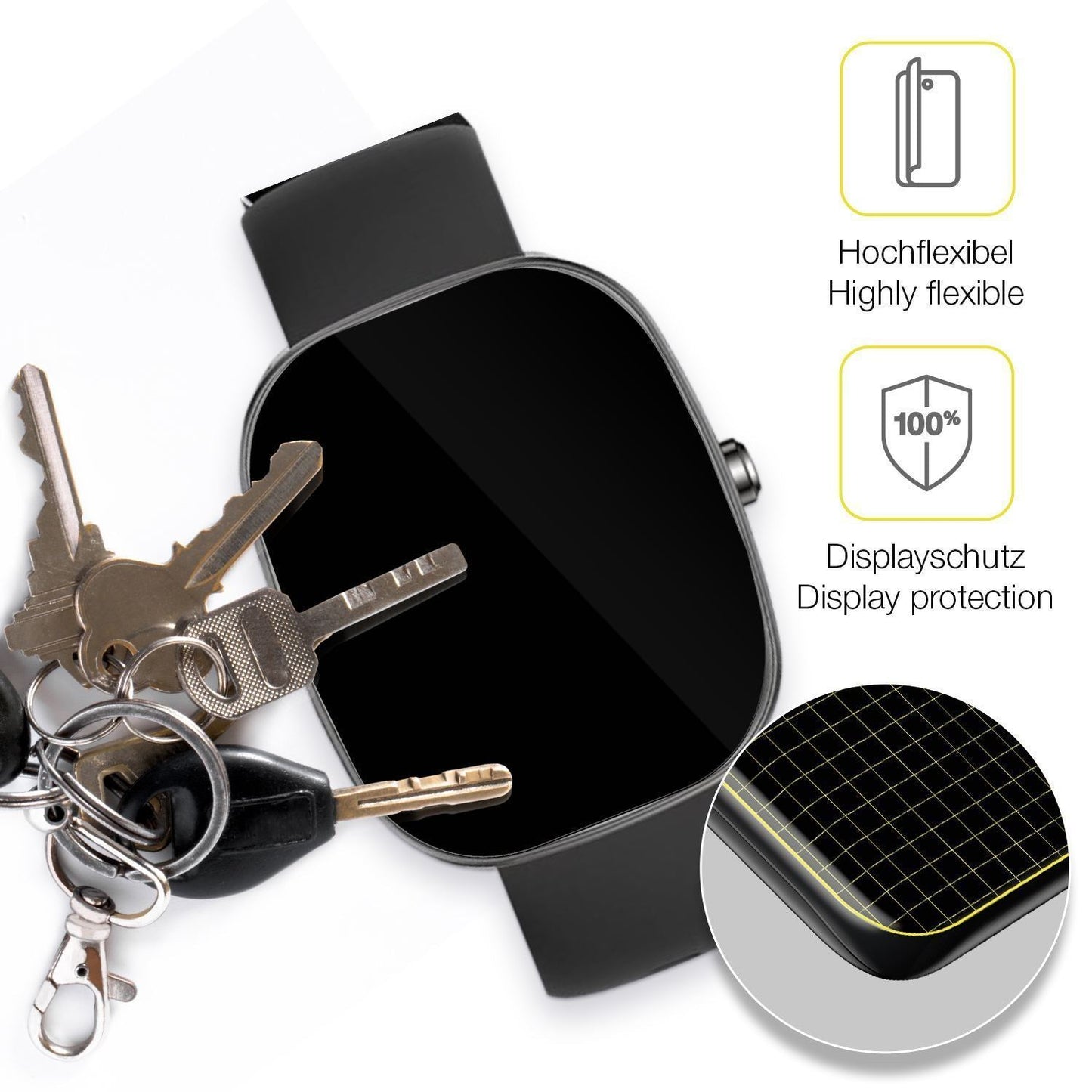 2x 3D Full Cover Schutzfolie für UPDEI S5 Smartwat (3)