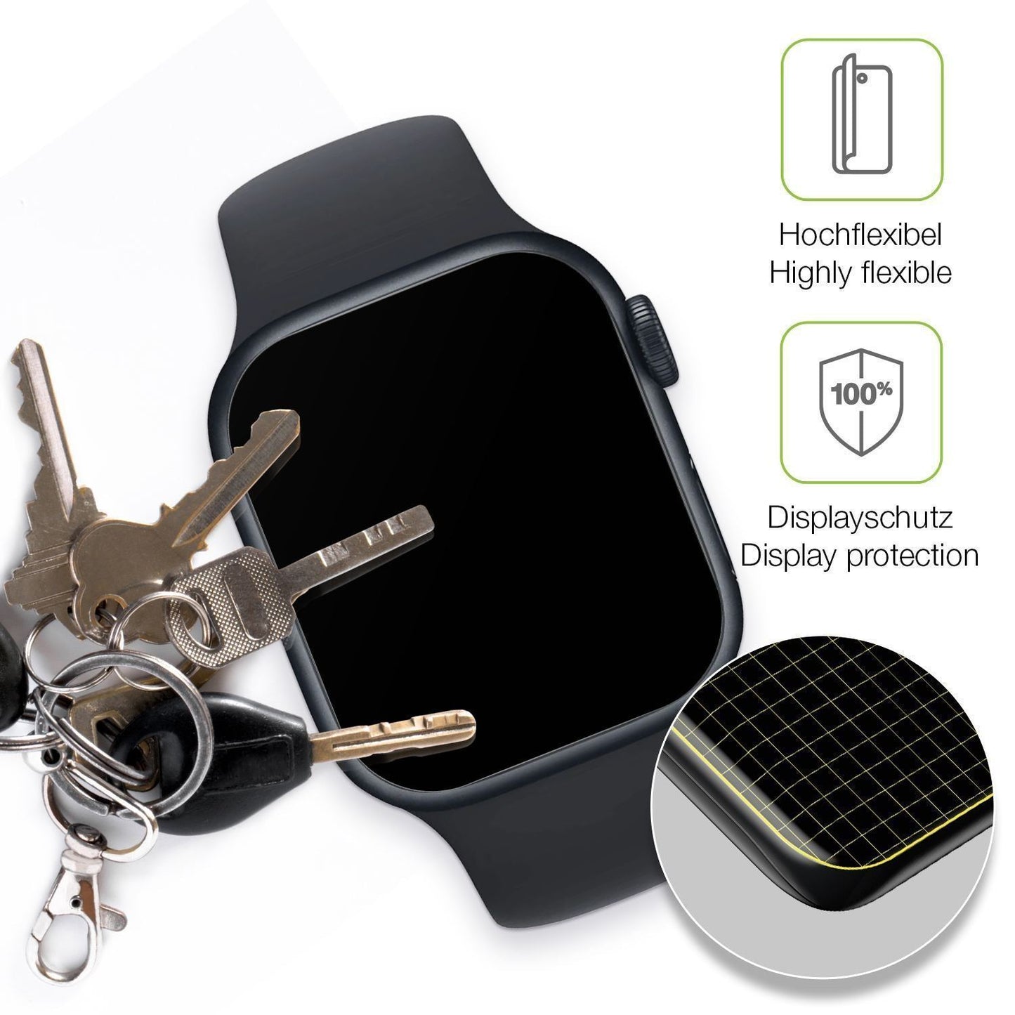 2x Full Cover Schutzfolie matt für Apple Watch Ser (3)