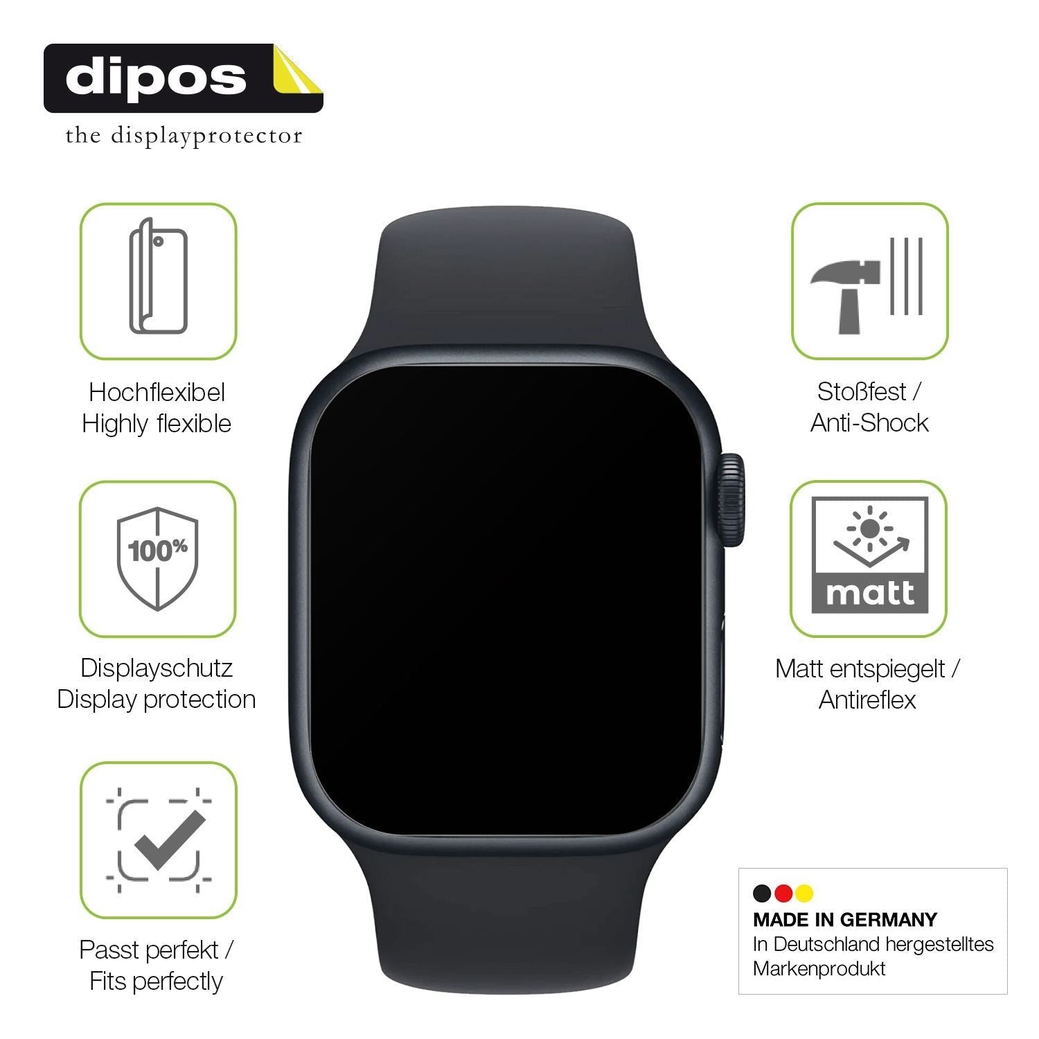 2x Full Cover Schutzfolie matt für Apple Watch Ser (7)