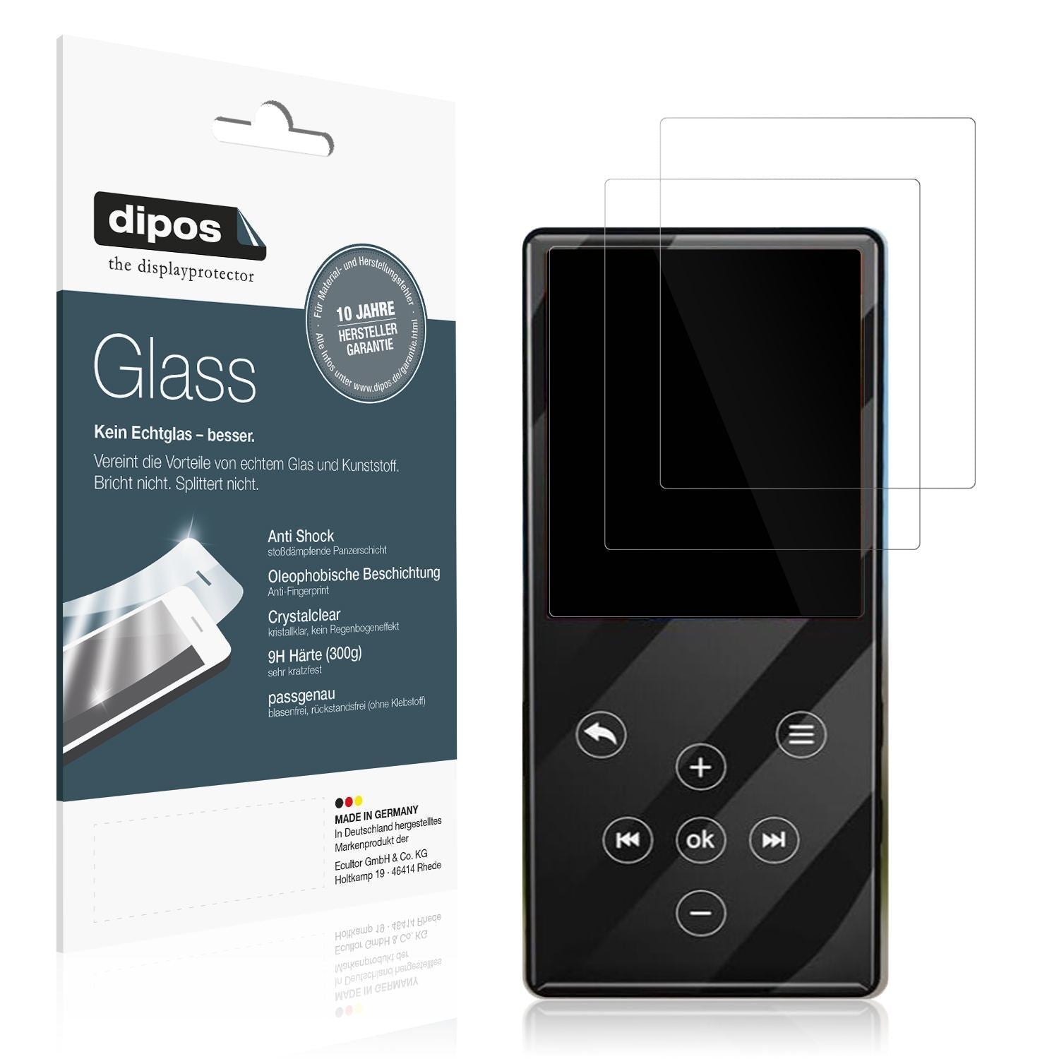 2x 9H Schutzfolie für Gueray Q9 MP3-Player Panzerf (1)