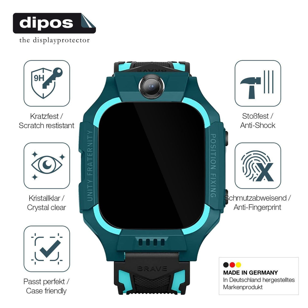 2x 9H Schutzfolie für xO Kids Smartwatch H100 Panz (7)