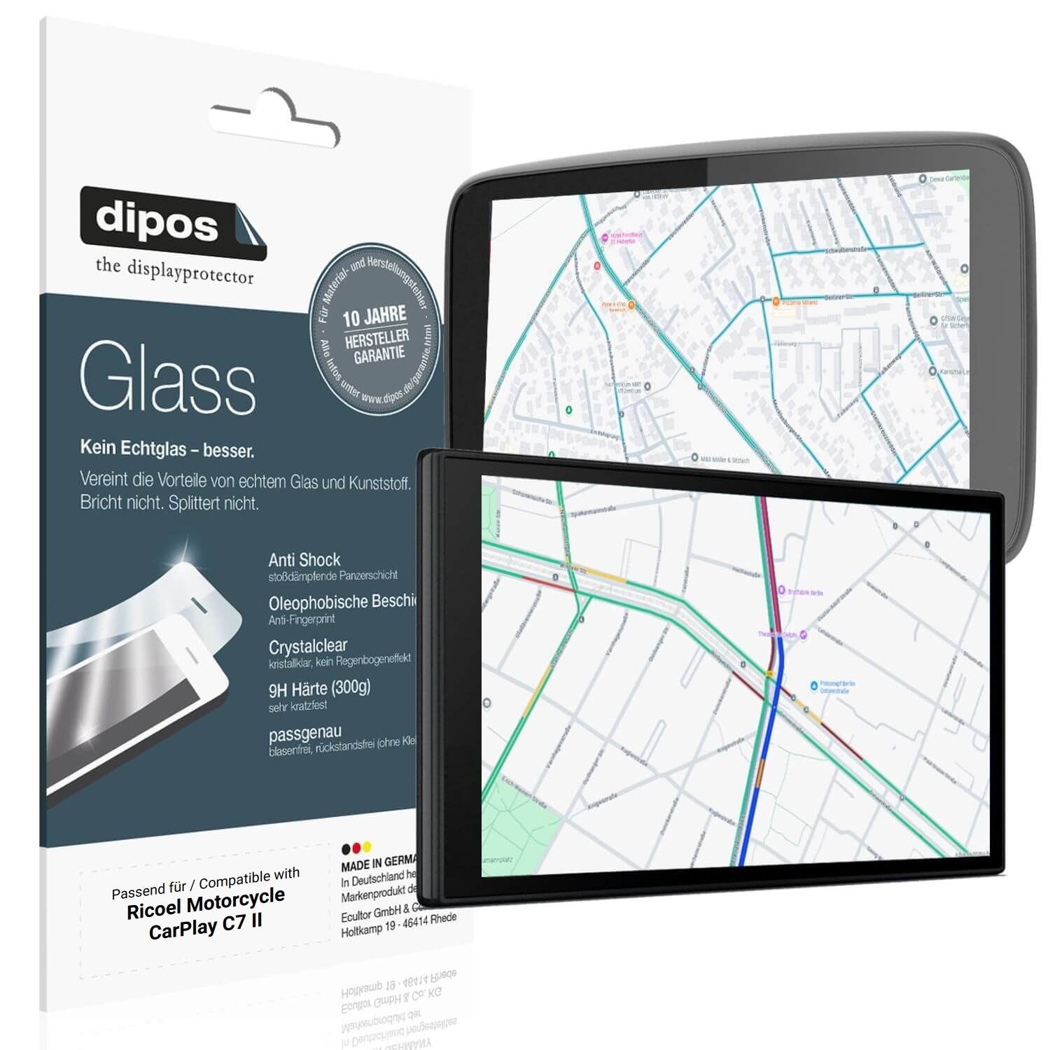 2x 9H Schutzfolie für Ricoel Motorcycle CarPlay C7 (1)