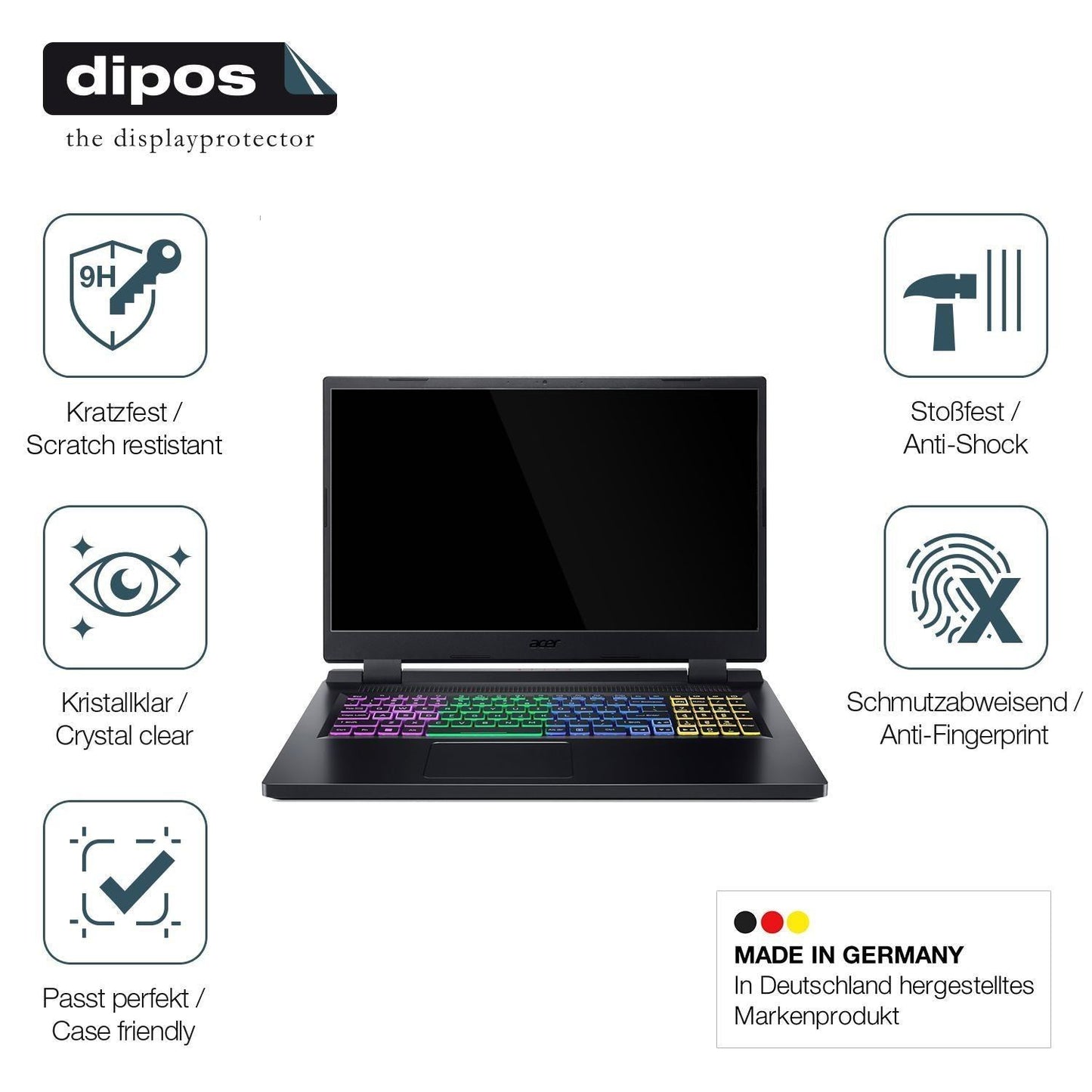 2x 9H Schutzfolie für Acer Nitro 5 Gaming AN517-55 (7)