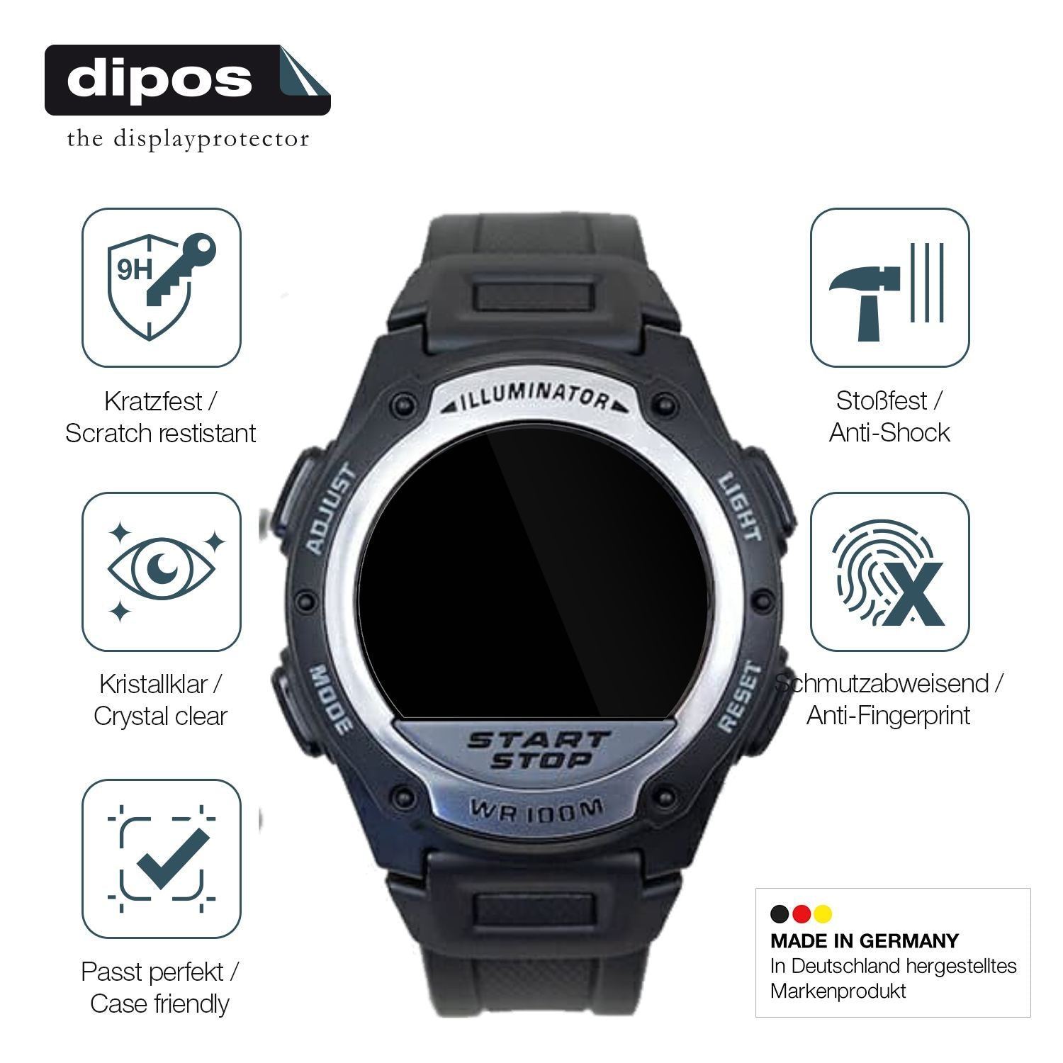 2x 9H Schutzfolie für Casio W-756 Panzerfolie (7)