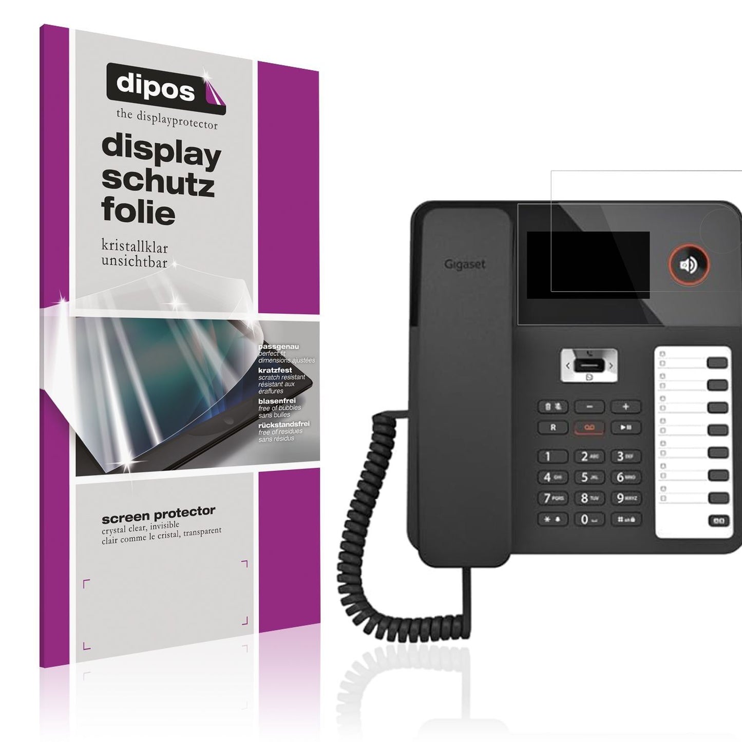 2x Schutzfolie klar für Gigaset Desk 600 Display-S (1)
