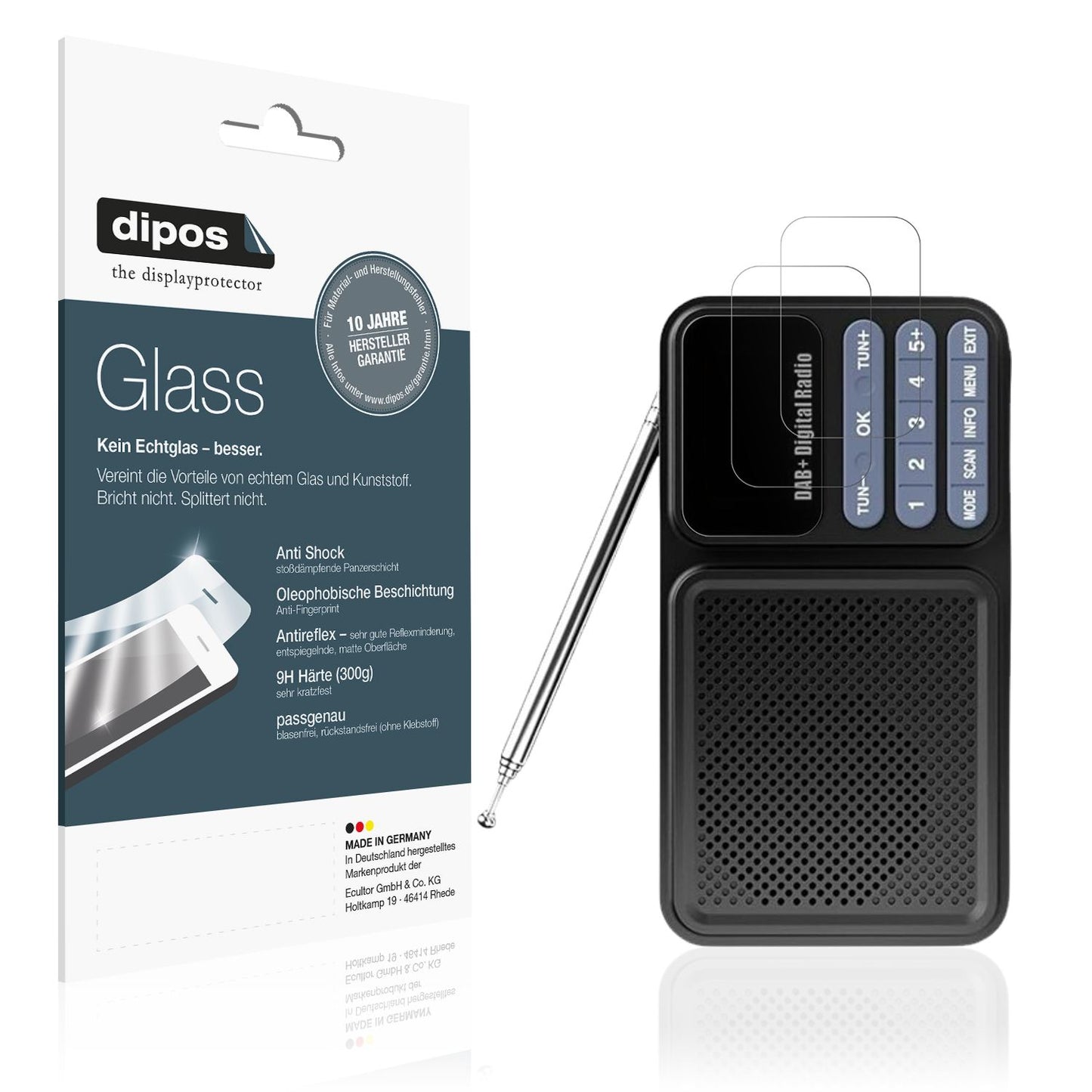 2x 9H Schutzfolie matt für Gallypek DAB Radio Panz (1)