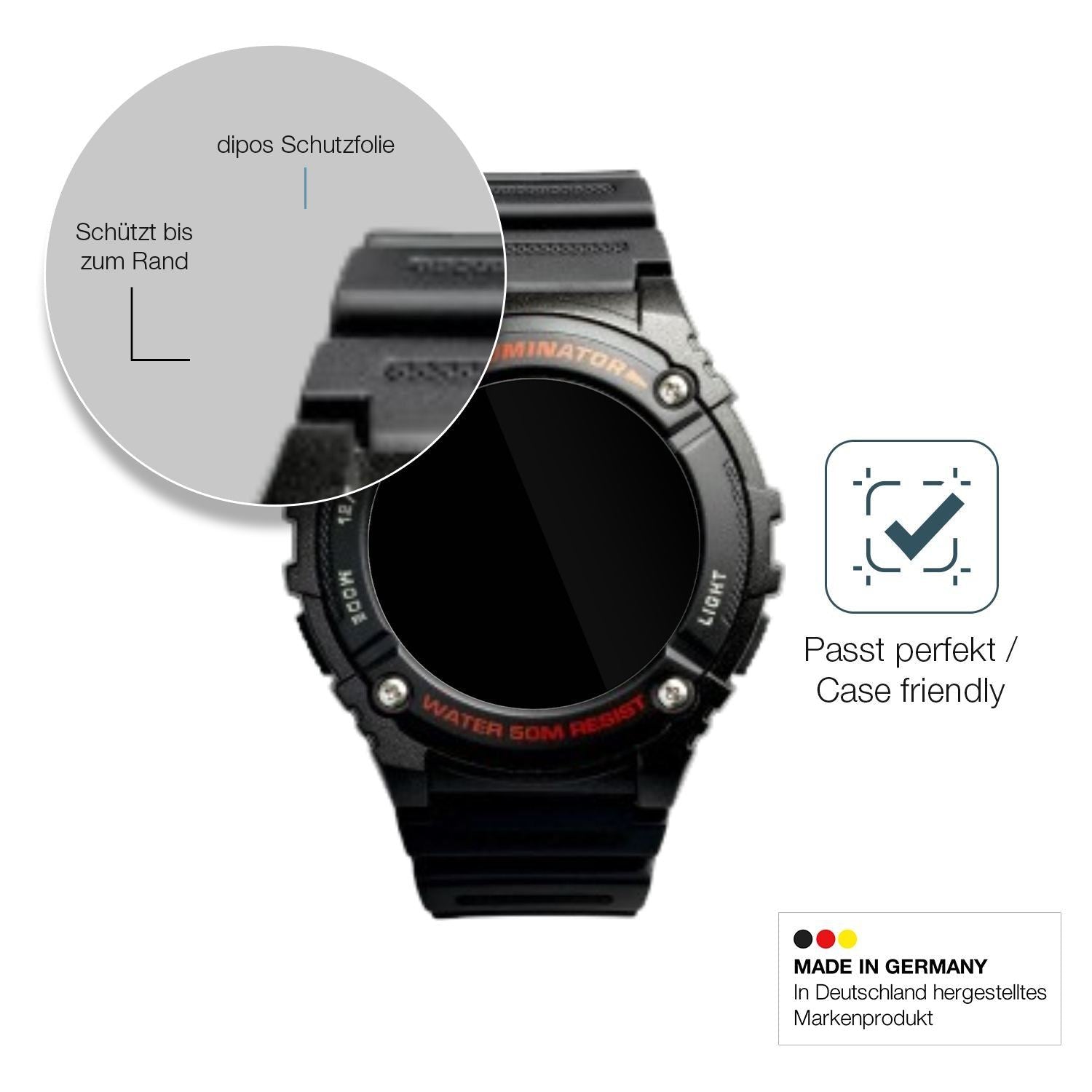 2x 9H Schutzfolie für Casio W-2016H-1AV Rund Panze (6)