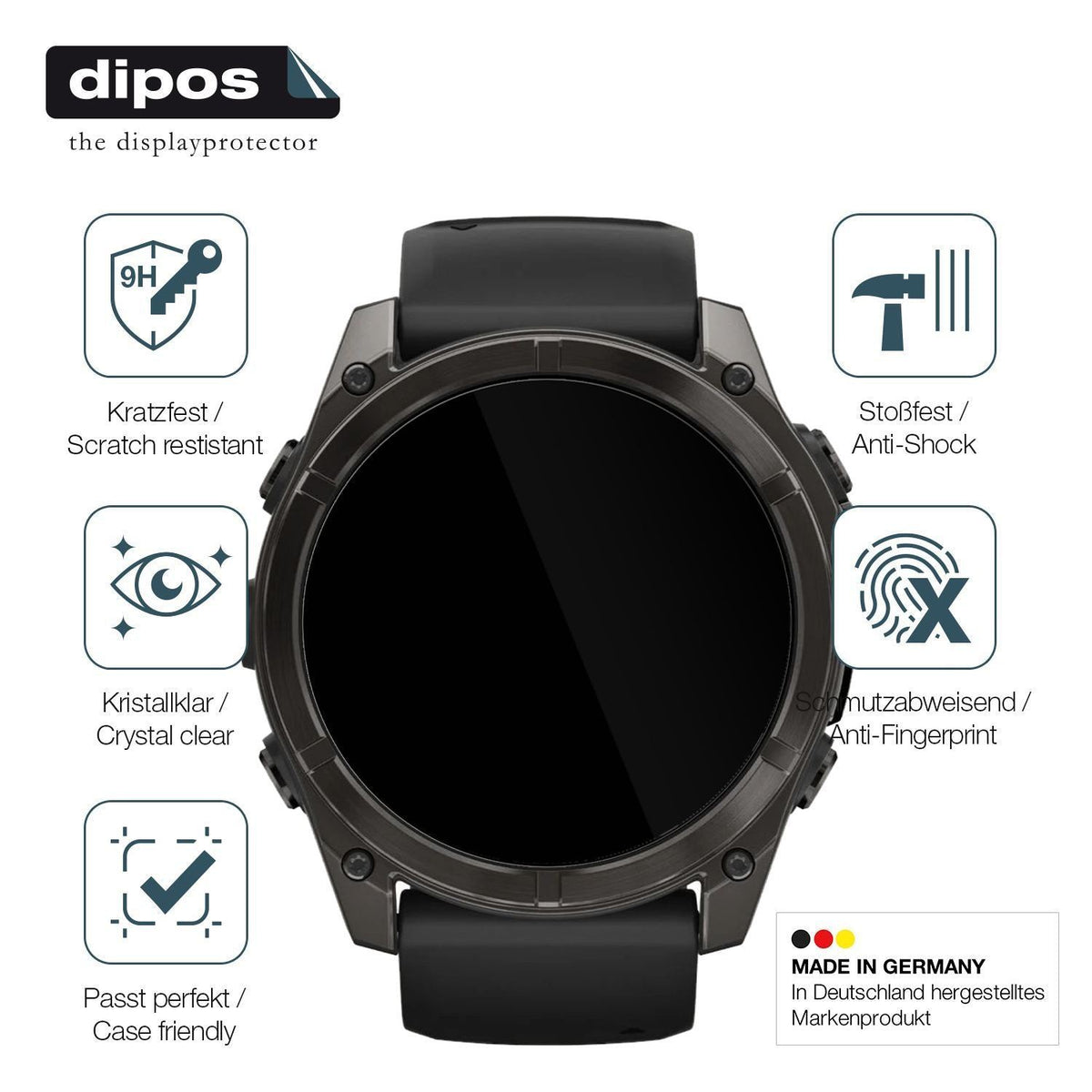 2x 9H Schutzfolie für Garmin Fenix 8 51mm Panzerfo (7)