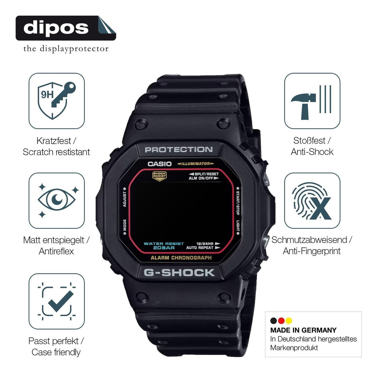 2x 9H Schutzfolie matt für Casio G-Shock DW-5600RL (7)