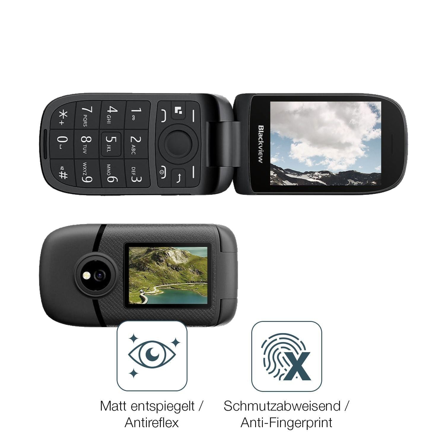 4x Schutzfolie matt für Blackview N2000 Flip Displ (4)