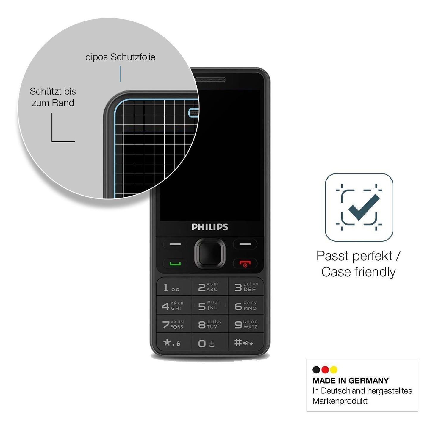 2x 9H Schutzfolie matt für Philips Xenium E185 Pan (6)