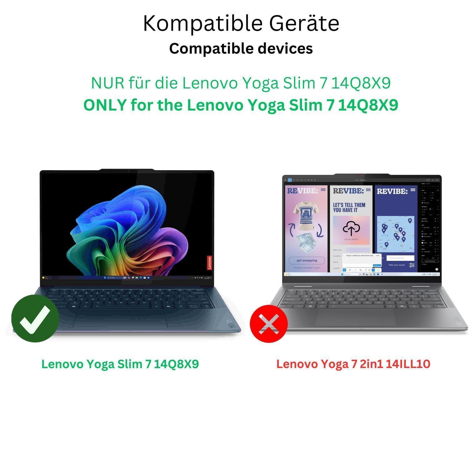 2x Schutzfolie klar für Lenovo Yoga Slim 7 14Q8X9  (2)