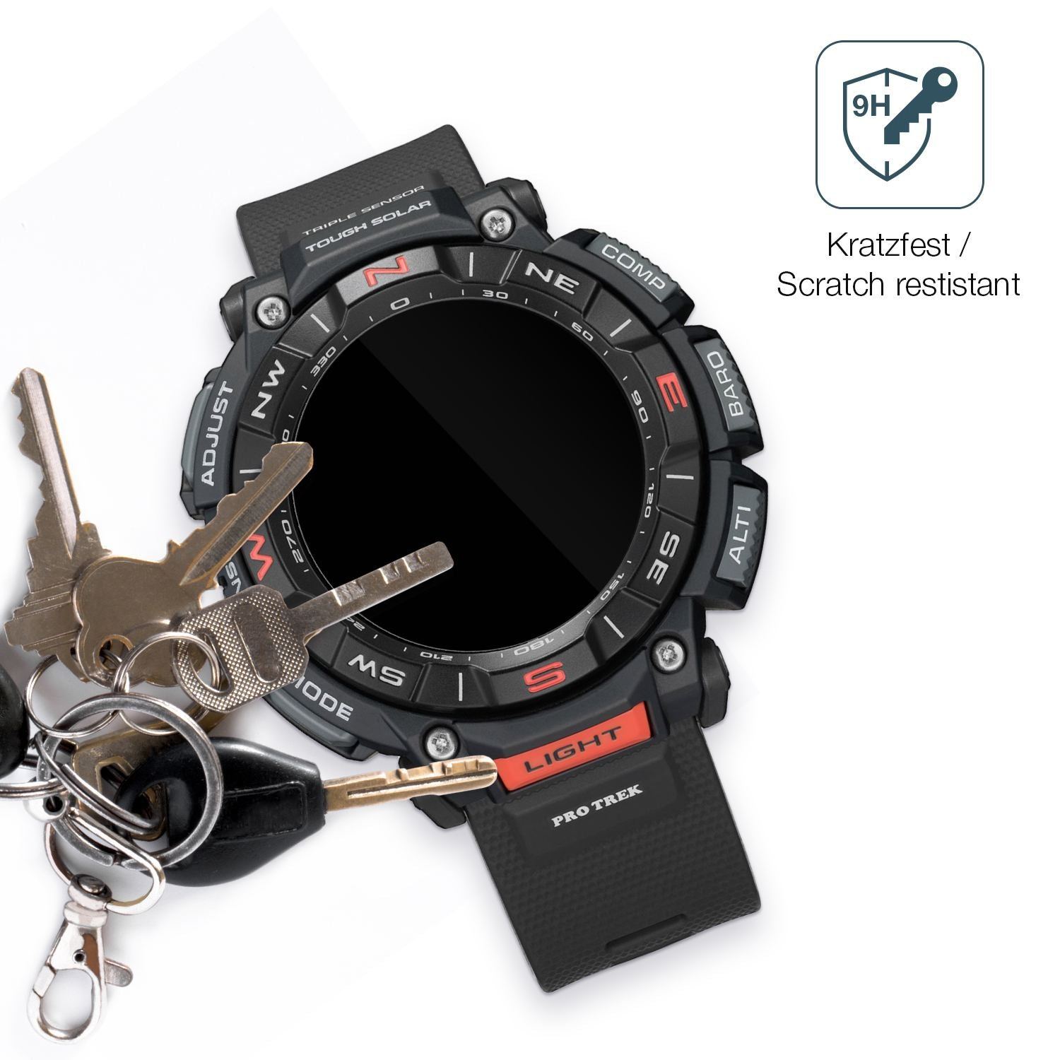 2x 9H Schutzfolie für Casio Pro Trek PRG-340 Panze (3)