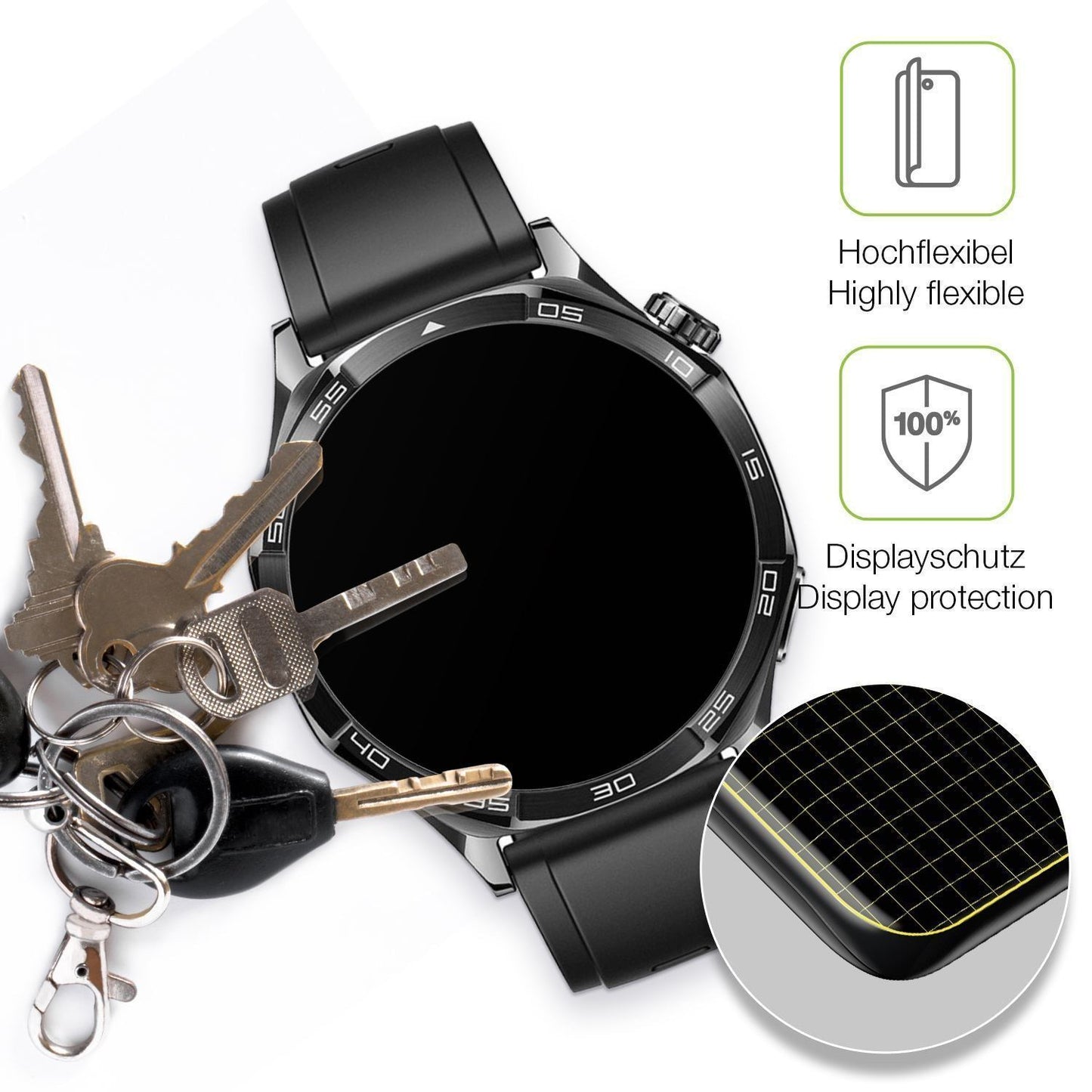 2x Full Cover Schutzfolie matt für Huawei Watch 5  (3)
