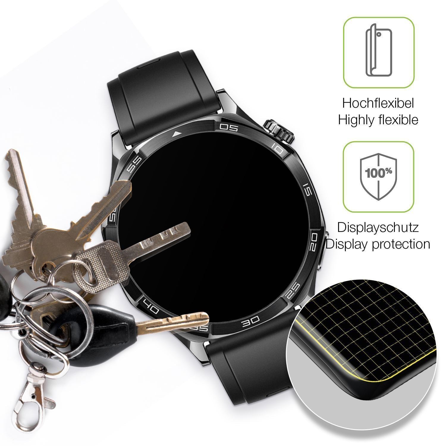 2x Full Cover Schutzfolie matt für Huawei Watch 5  (3)