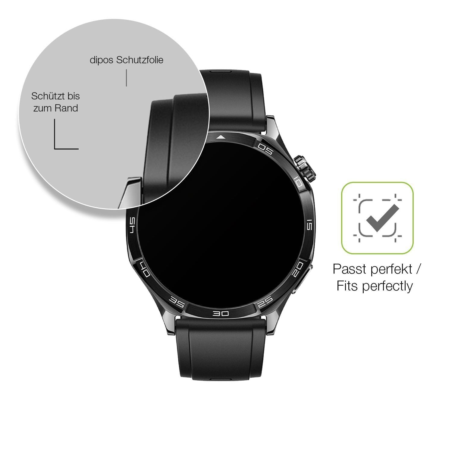 2x Full Cover Schutzfolie matt für Huawei Watch 5  (6)