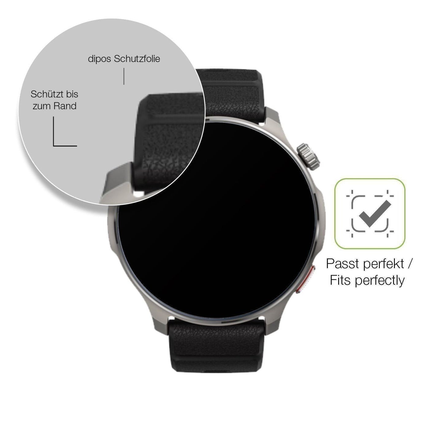 2x Full Cover Schutzfolie matt für Huami Amazfit B (6)