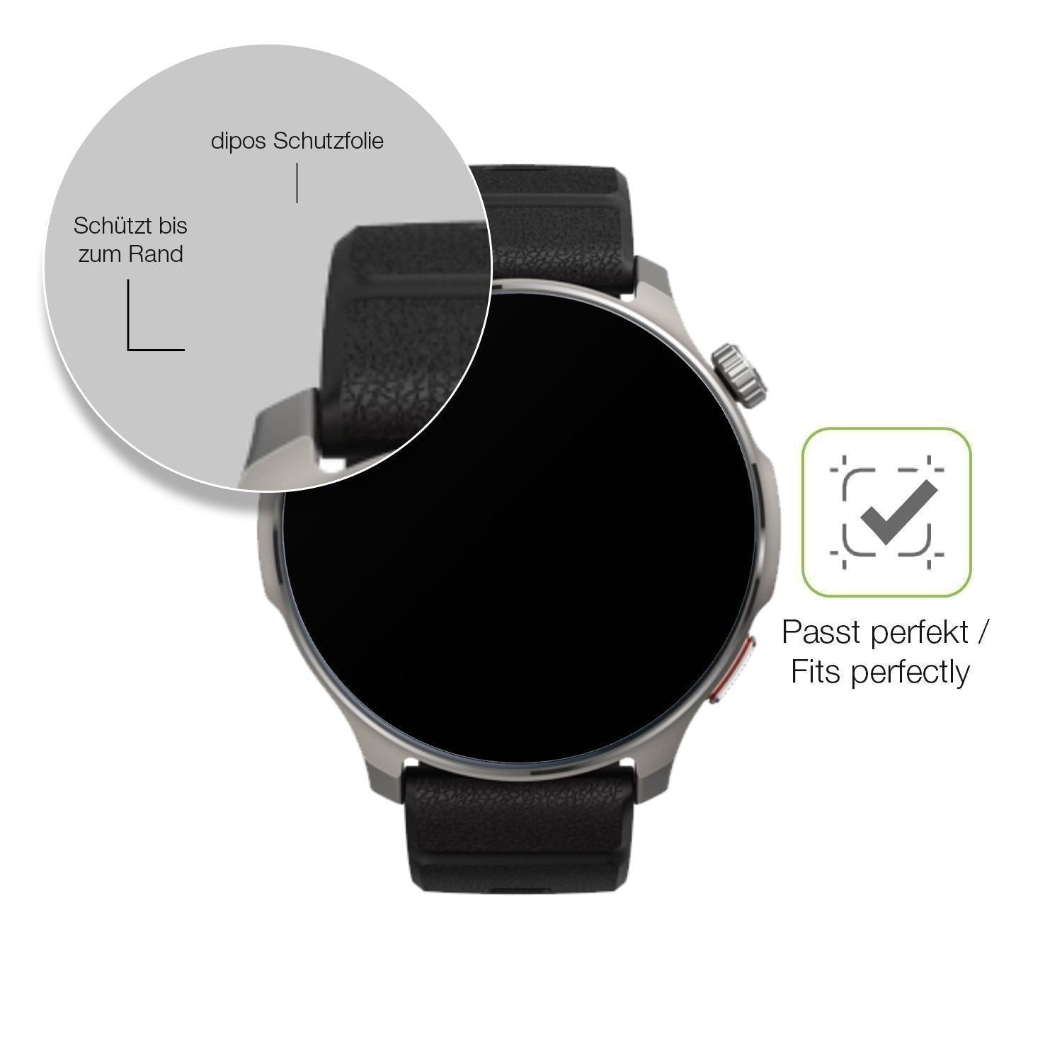 2x Full Cover Schutzfolie matt für Huami Amazfit B (6)