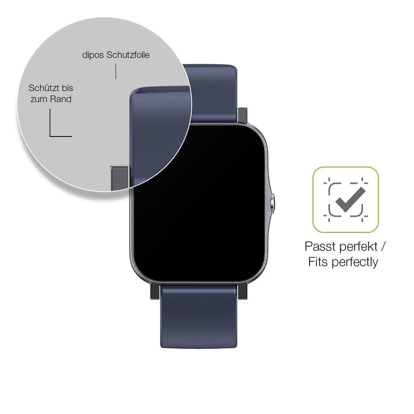 2x Full Cover Schutzfolie matt für Qnix Smartwatch (6)