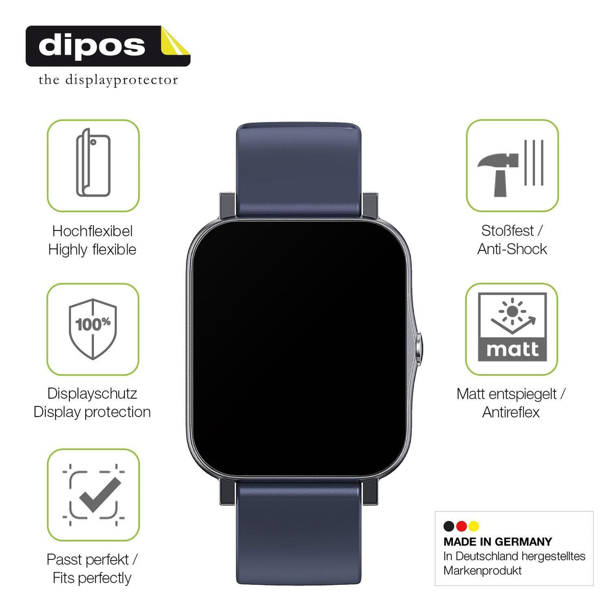 2x Full Cover Schutzfolie matt für Qnix Smartwatch (7)