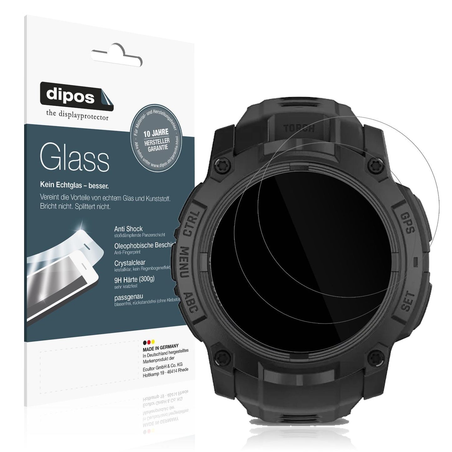 2x 9H Schutzfolie für Garmin Instinct 3 Solar Tact (1)