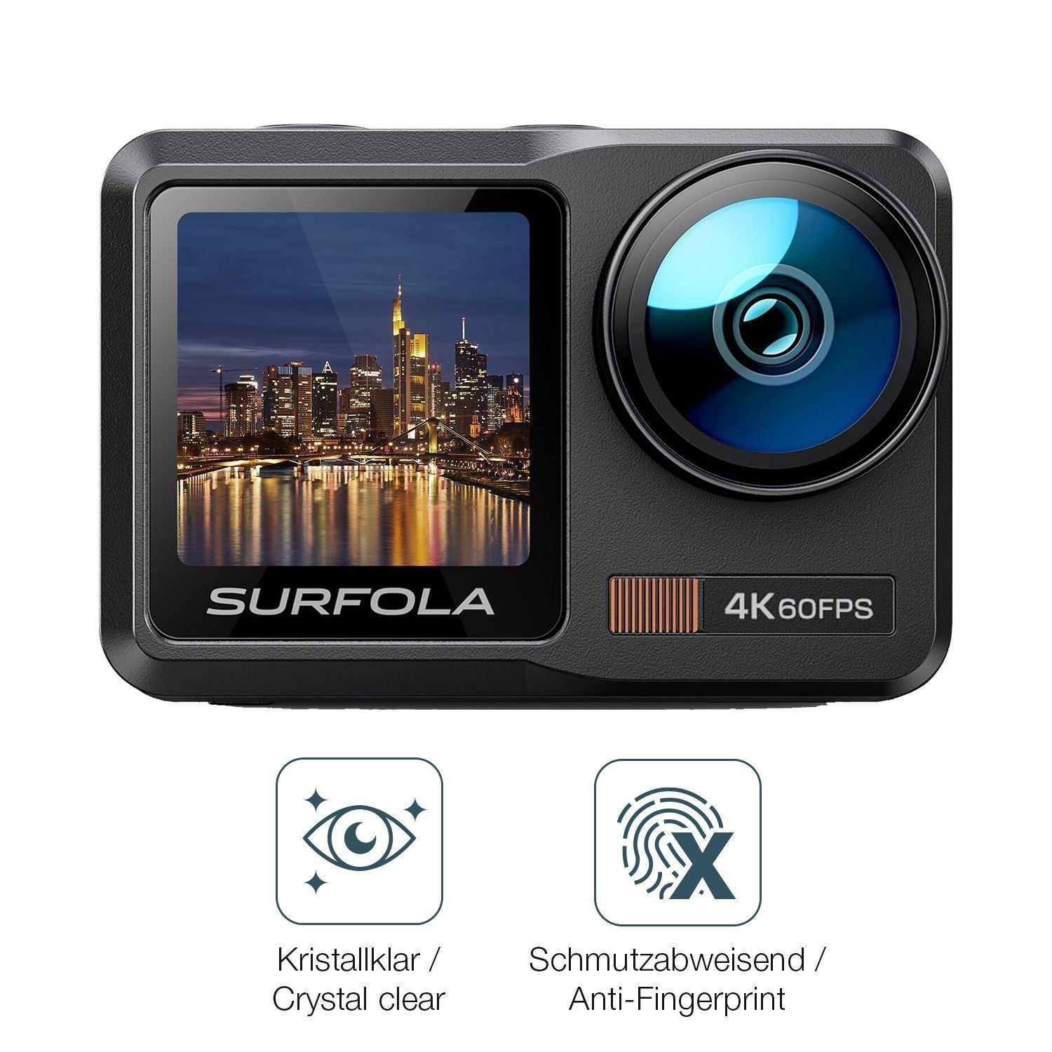 2x 9H Schutzfolie für Surfola SF630 Action Cam Pan (5)
