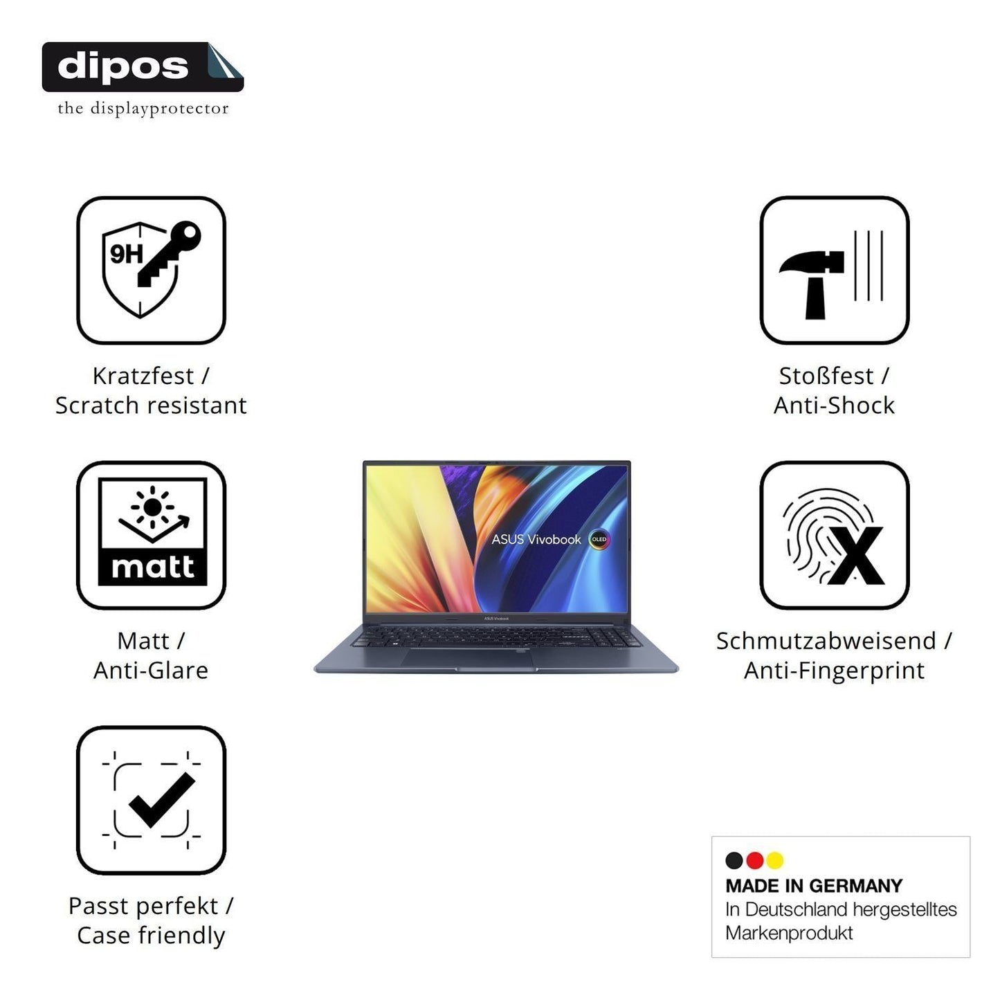 2x 9H Schutzfolie matt für ASUS Vivobook 15X Panze (7)