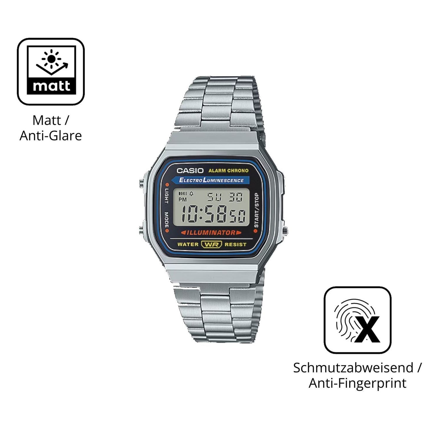 2x 9H Schutzfolie matt für Casio Iconic A168WA-1 P (5)