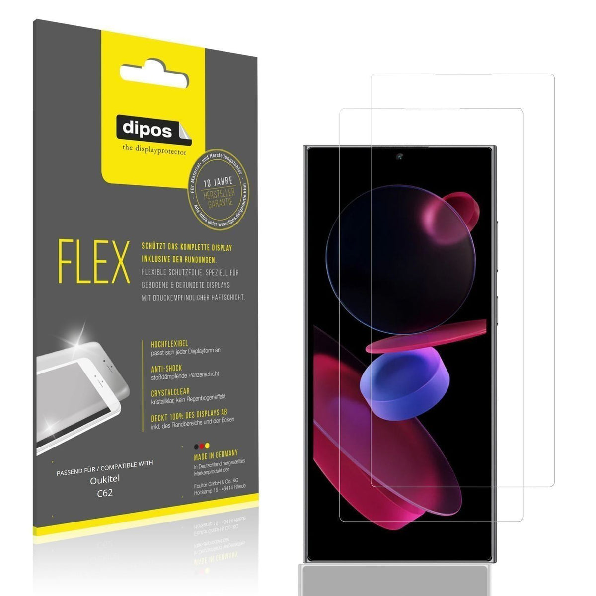 2x 3D Full Cover Schutzfolie für Oukitel C62 (1)