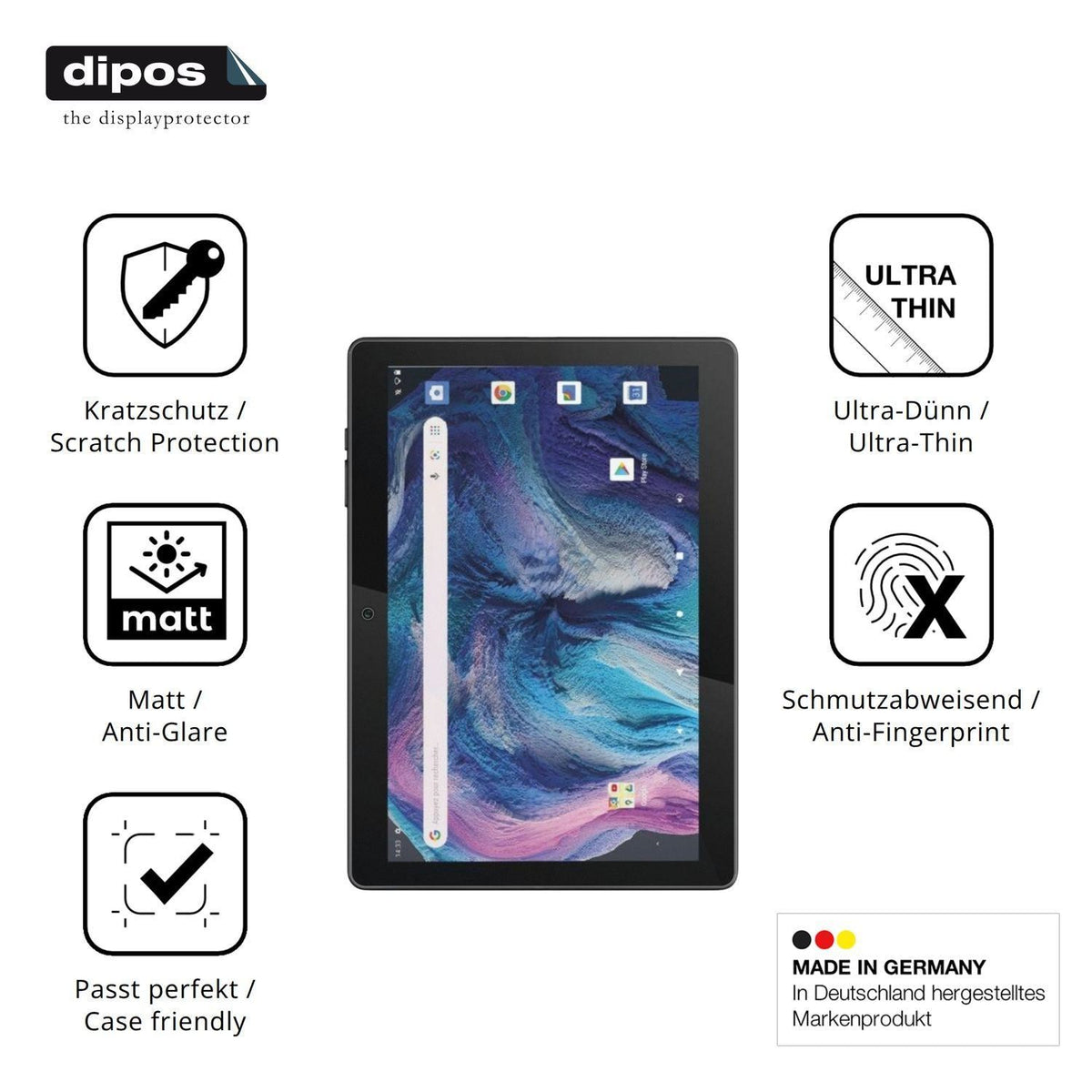 2x Schutzfolie matt für Logicom Tab 130 Display-Sc (7)