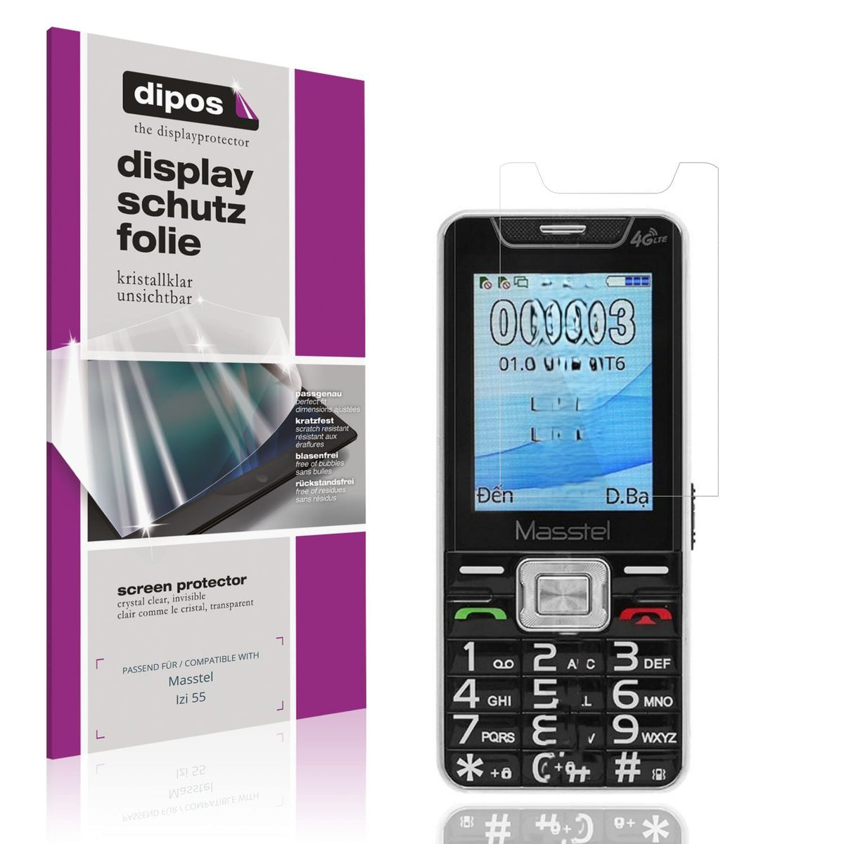 4x Schutzfolie klar für Masstel Izi 55 Display-Sch (1)