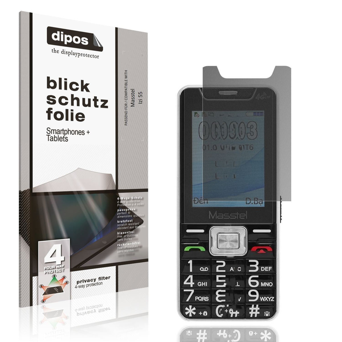 Blickschutzfolie für Masstel Izi 55 matt Schutzfol (1)