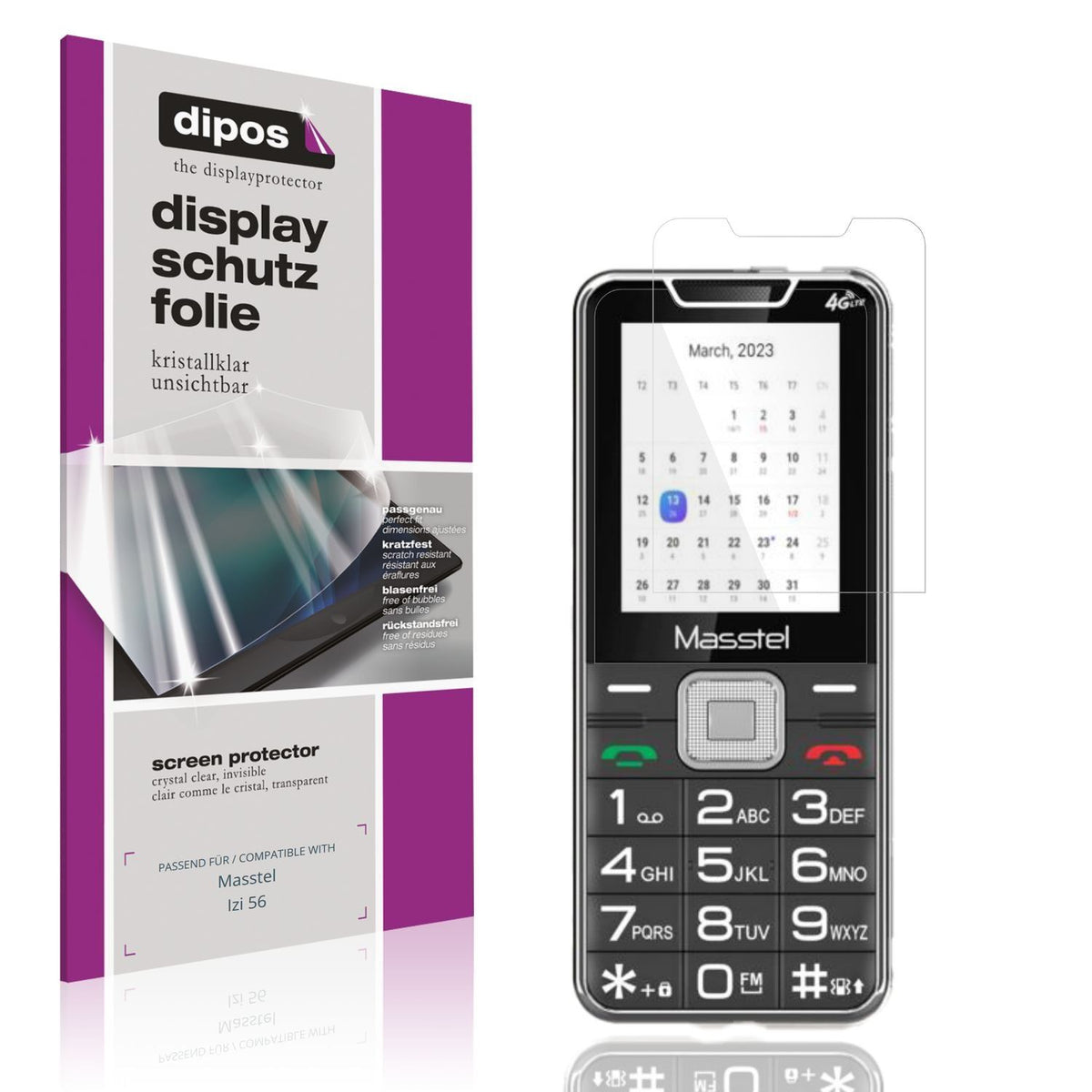 4x Schutzfolie klar für Masstel Izi 56 Display-Sch (1)