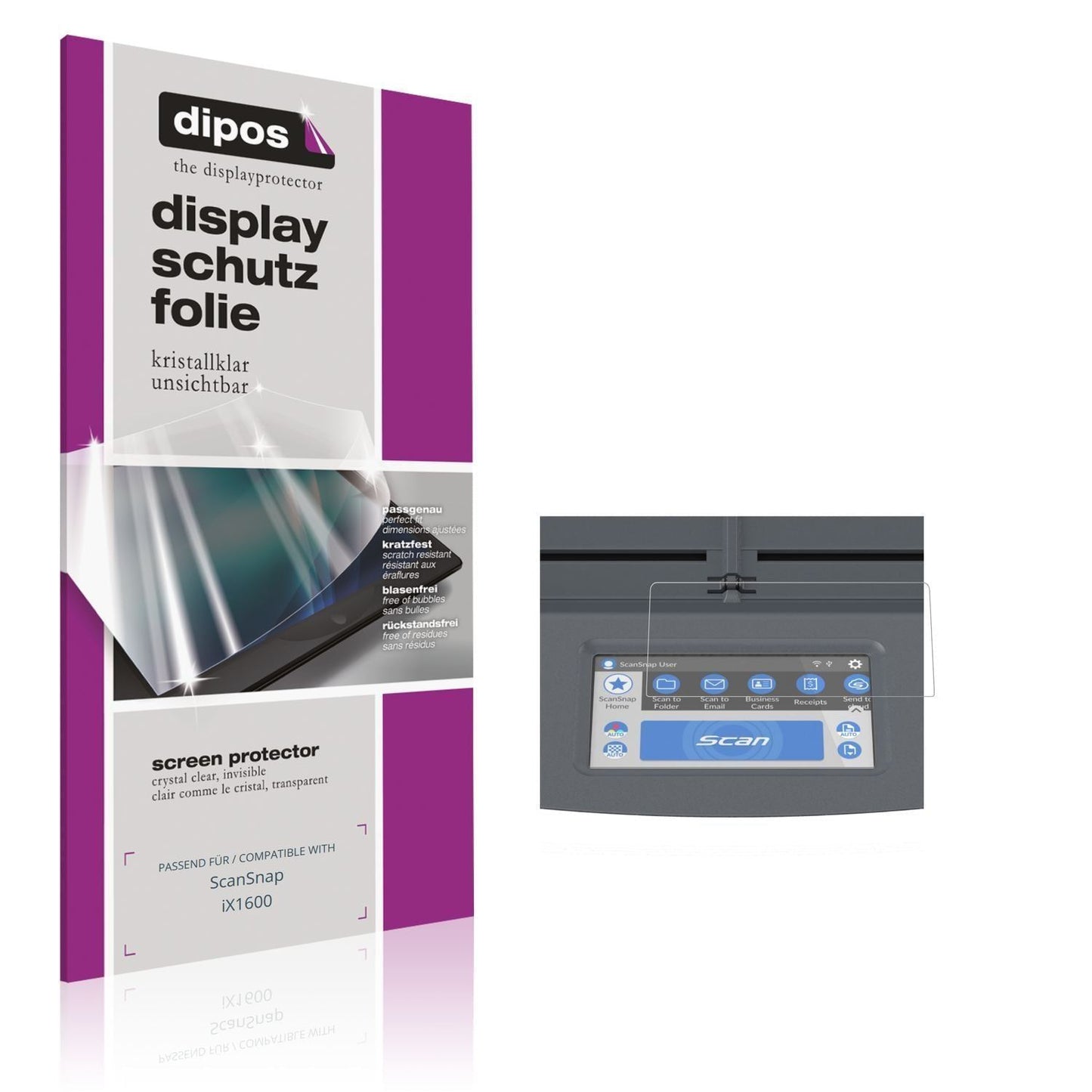 2x Schutzfolie klar für ScanSnap iX1600 Display-Sc (1)