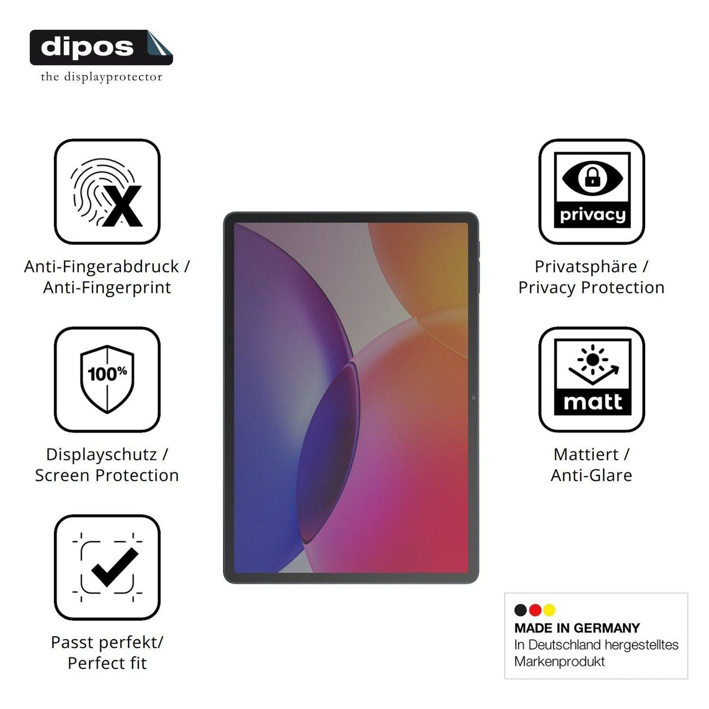 Blickschutzfolie für TCL Tab A1 Plus 12.2 matt Sch (5)