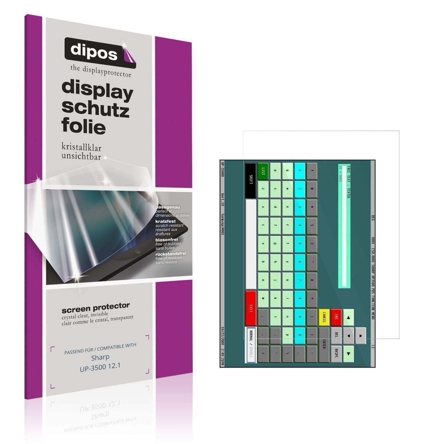 2x Schutzfolie klar für Sharp UP-3500 12.1 Display (1)