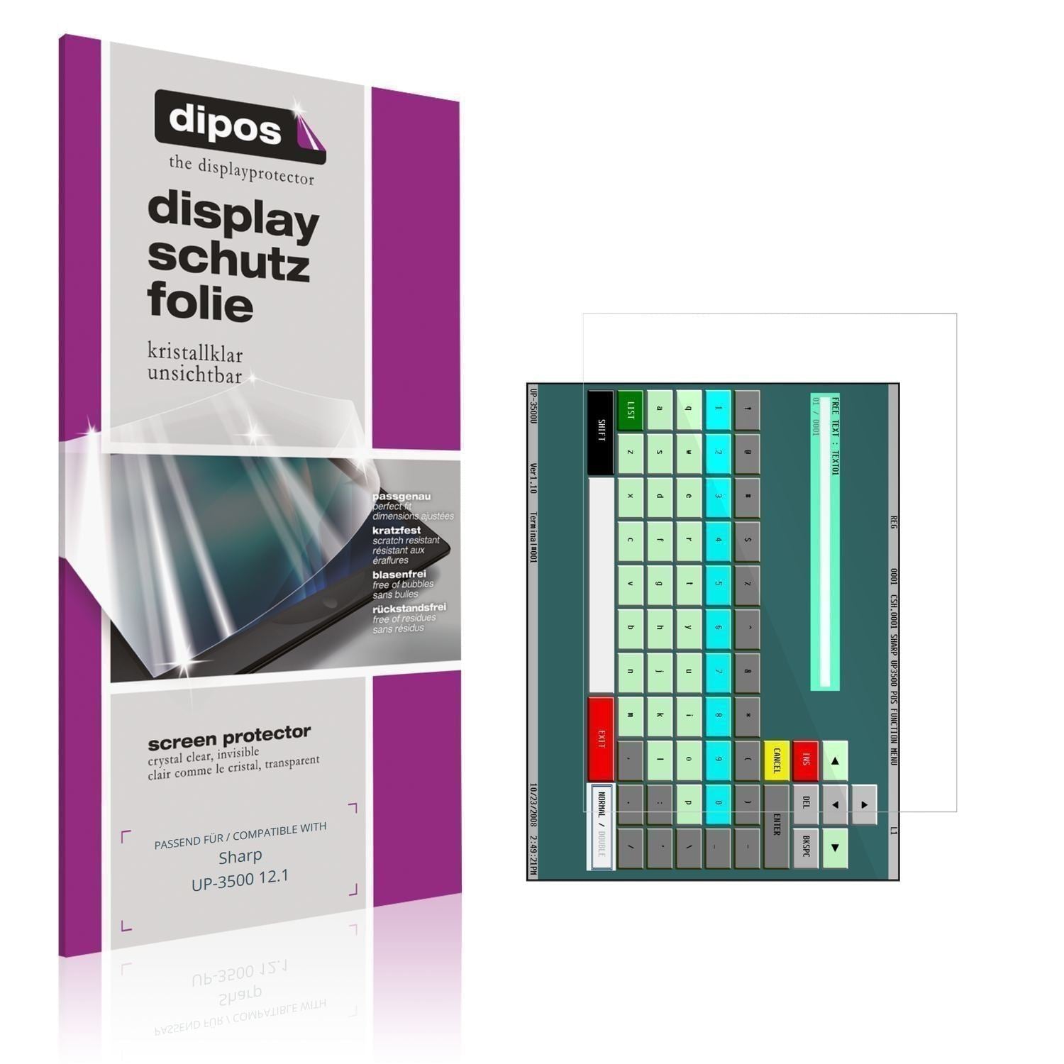 2x Schutzfolie klar für Sharp UP-3500 12.1 Display (1)