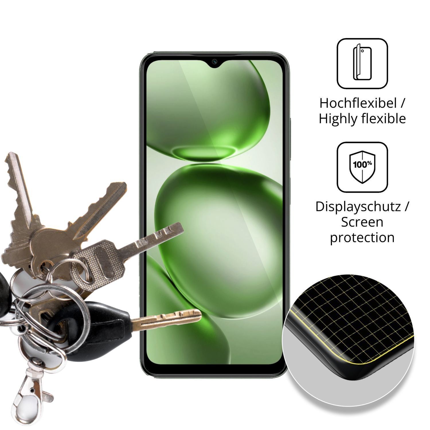 2x 3D Full Cover Schutzfolie für Itel A100 (3)