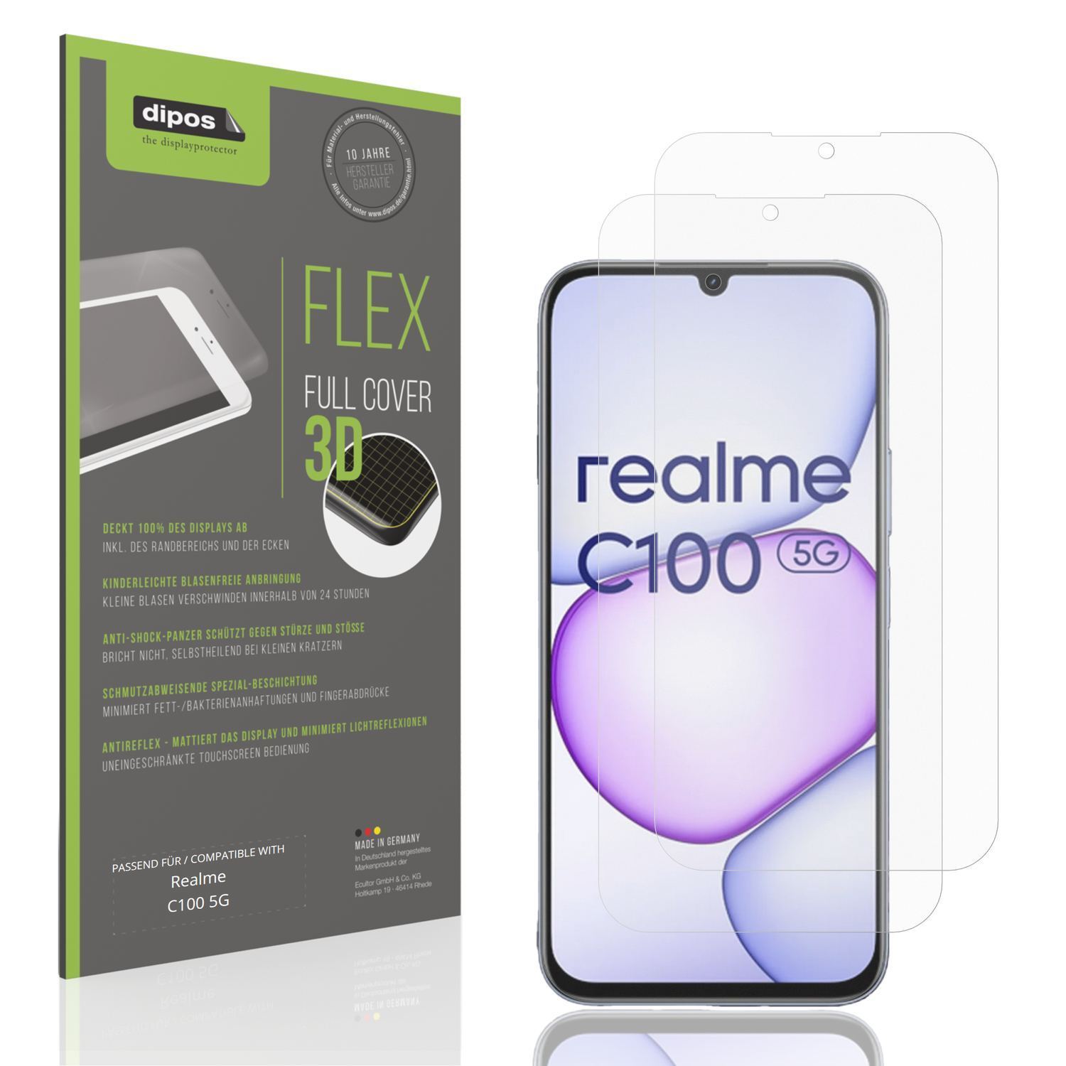 2x Full Cover Schutzfolie matt für Realme C100 5G (1)
