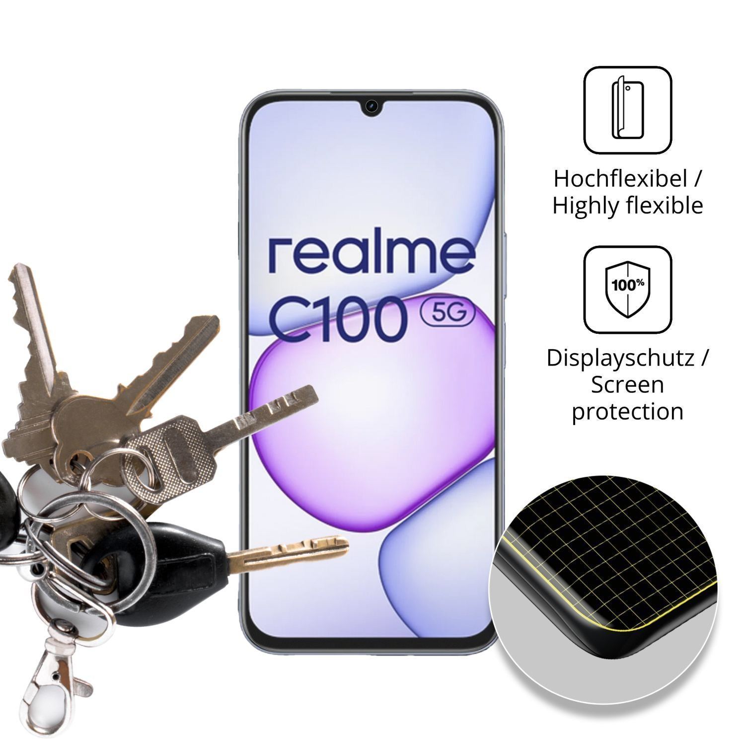 2x Full Cover Schutzfolie matt für Realme C100 5G (3)