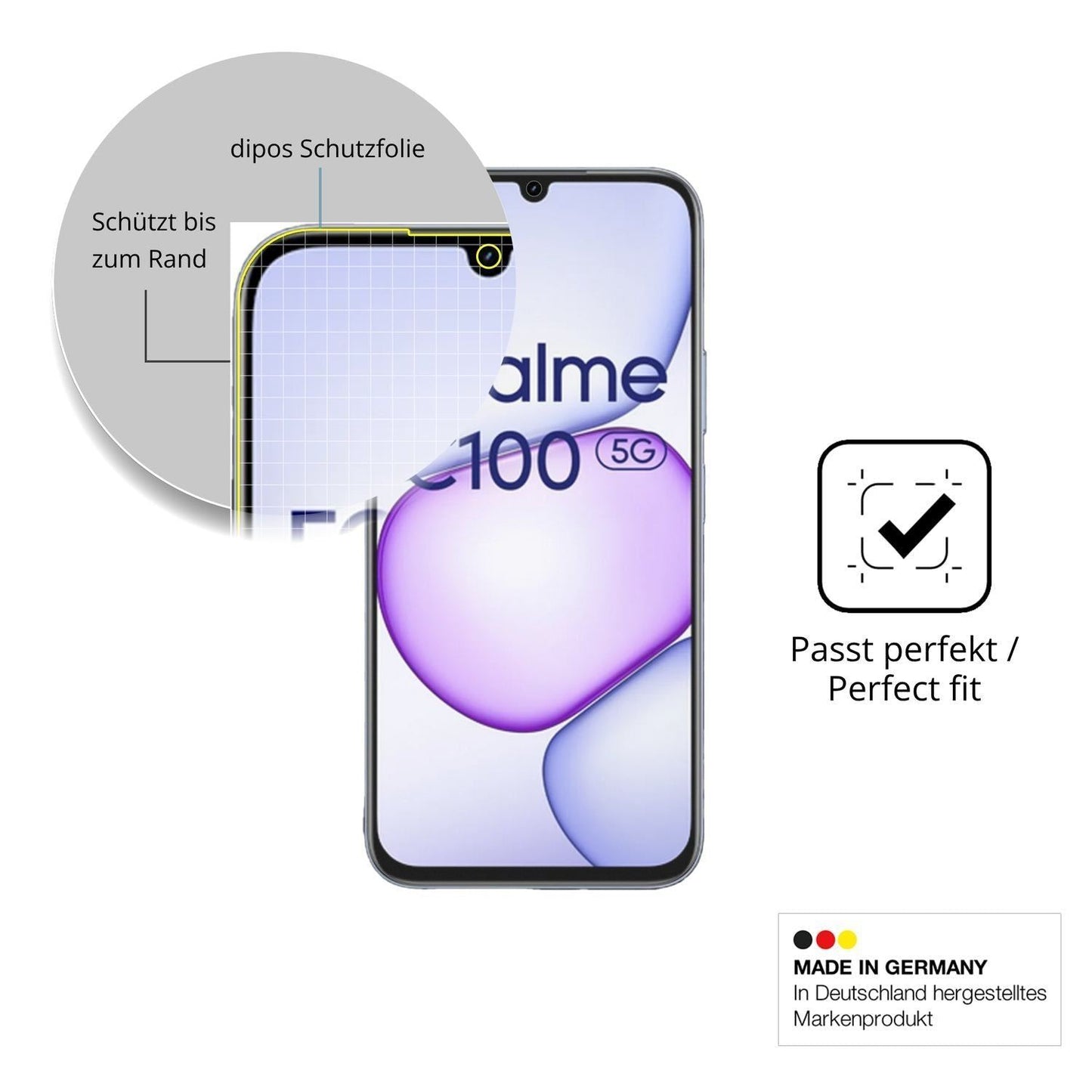 2x Full Cover Schutzfolie matt für Realme C100 5G (6)