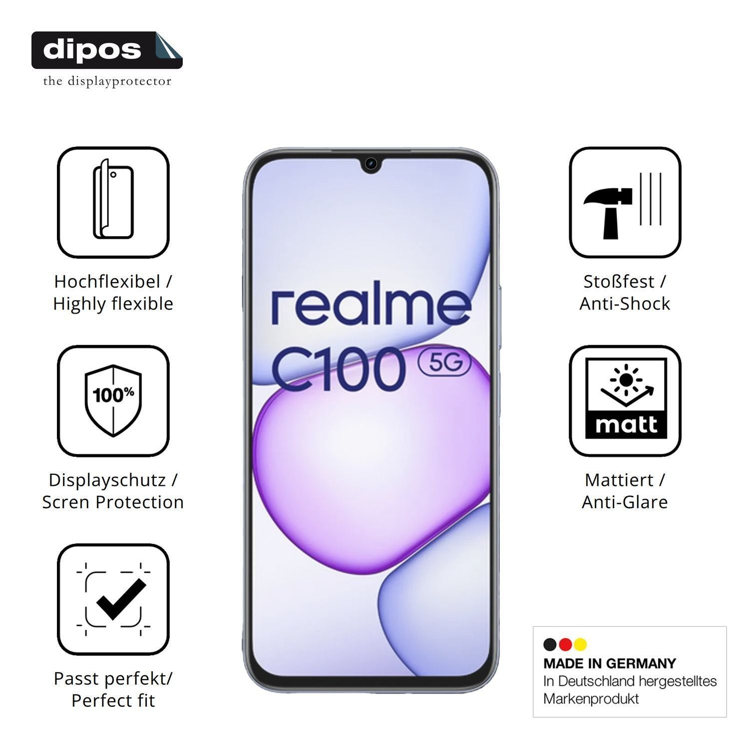 2x Full Cover Schutzfolie matt für Realme C100 5G (7)