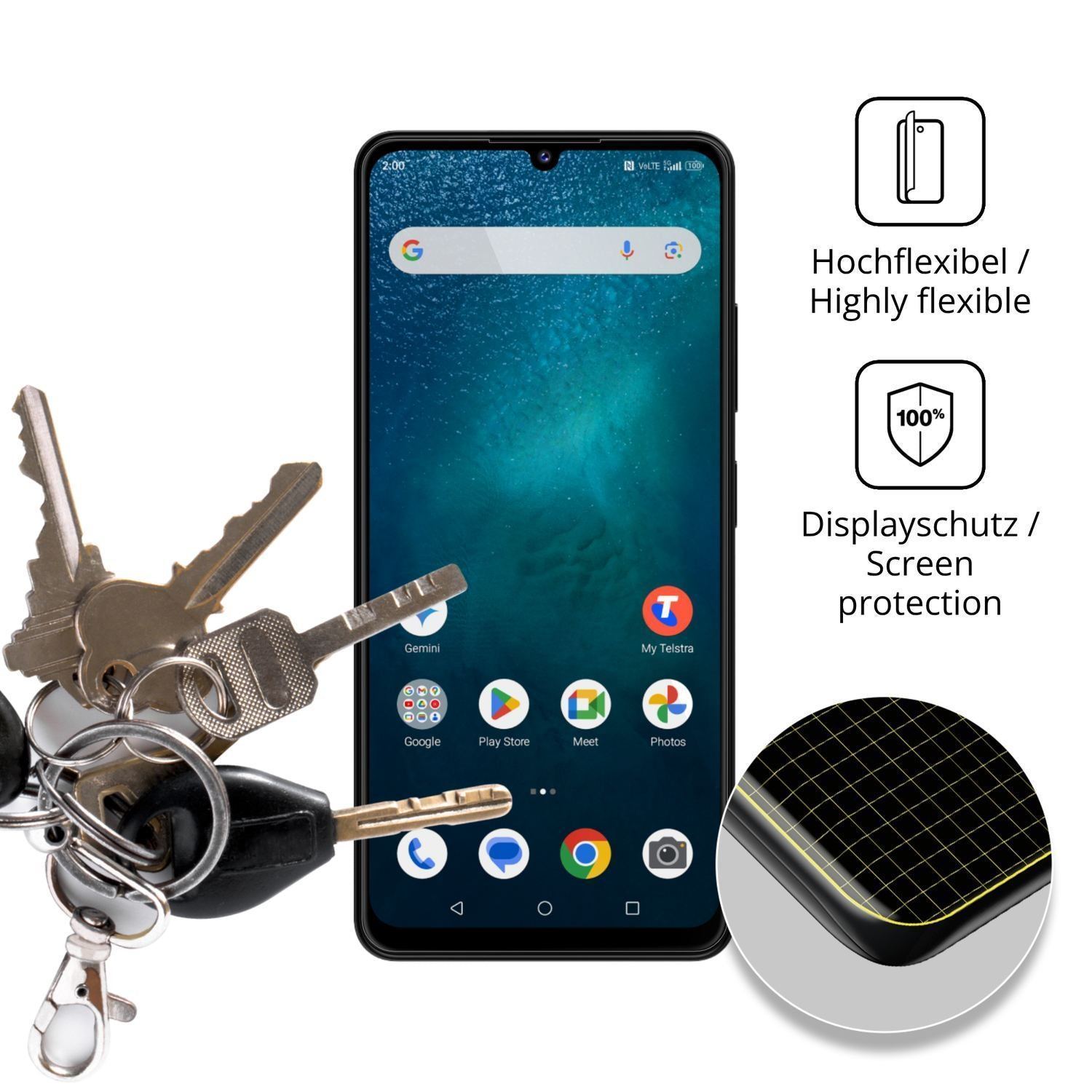2x 3D Full Cover Schutzfolie für Telstra T-Pro 2 5 (3)