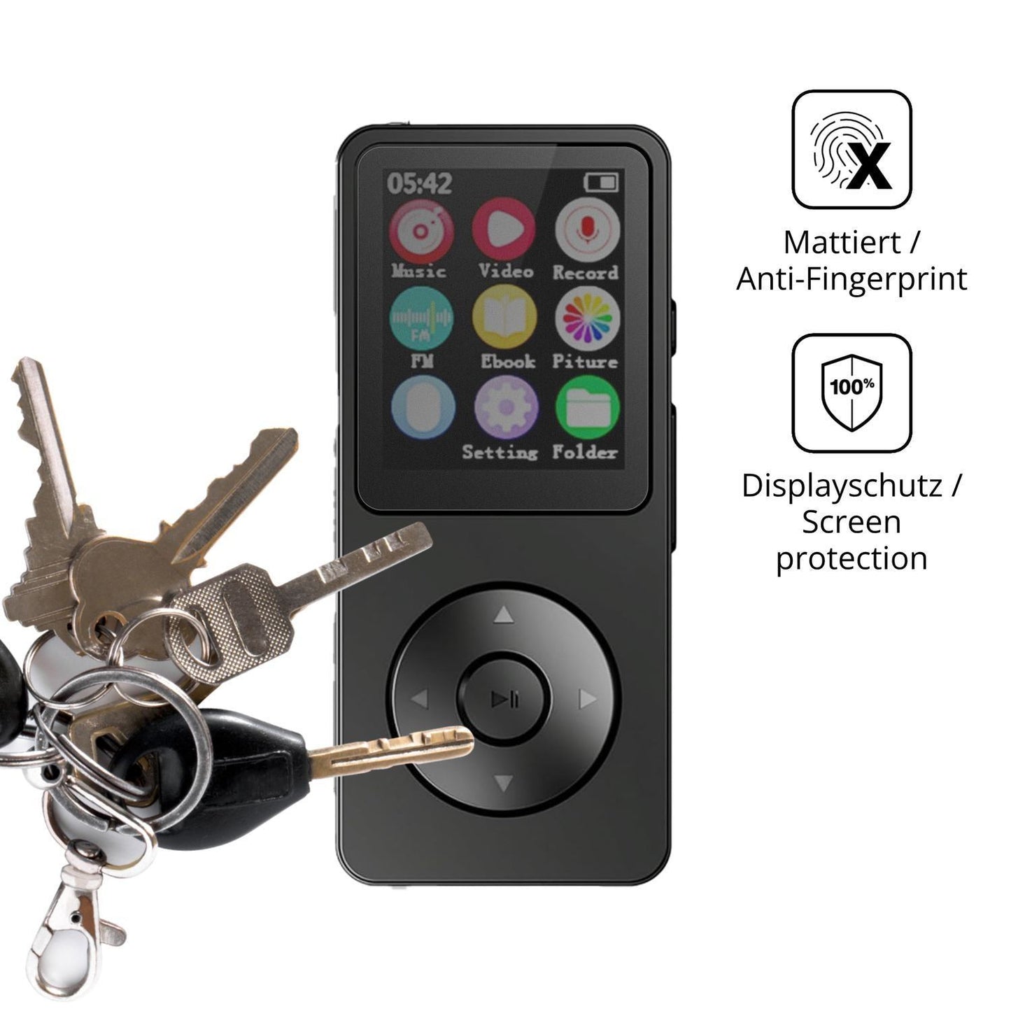 Blickschutzfolie für LICAEVEY MP3-Player matt Schu (3)