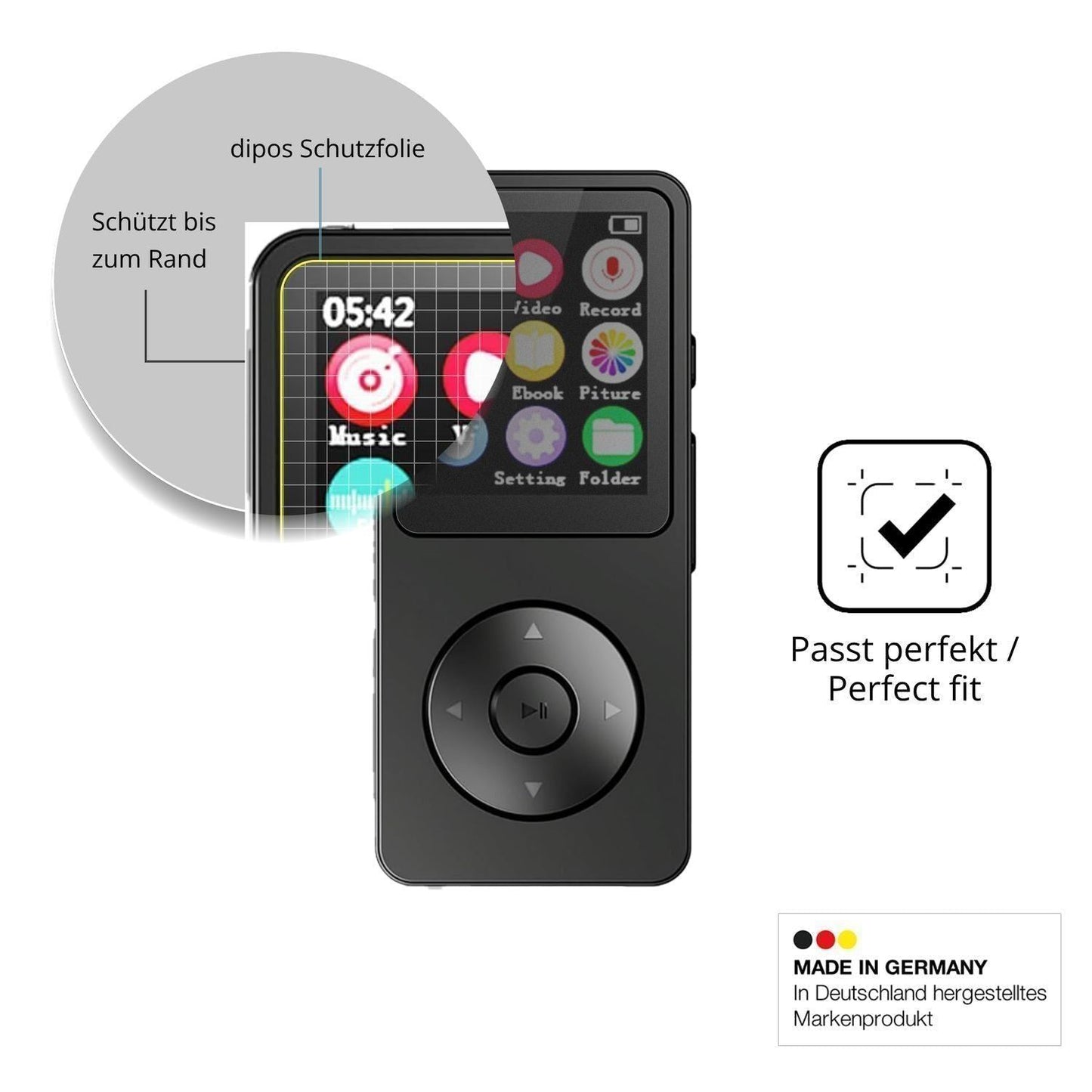 Blickschutzfolie für LICAEVEY MP3-Player matt Schu (4)