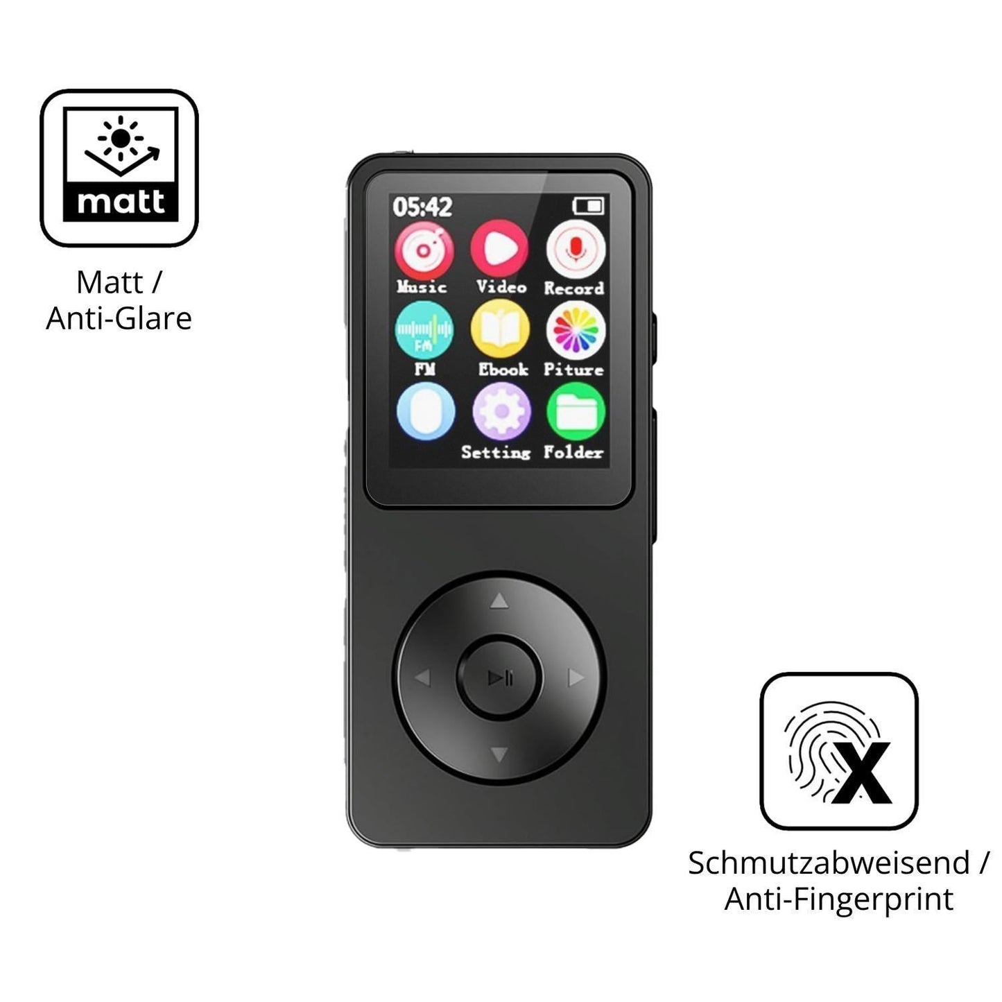 2x 9H Schutzfolie matt für LICAEVEY MP3-Player Pan (5)