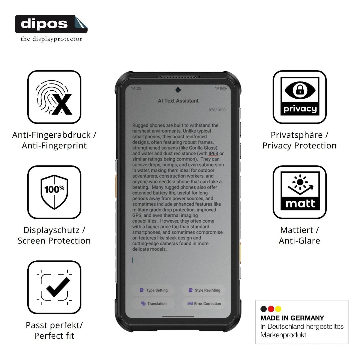 Blickschutzfolie für Ulefone RugOne Xever 7 matt S (5)