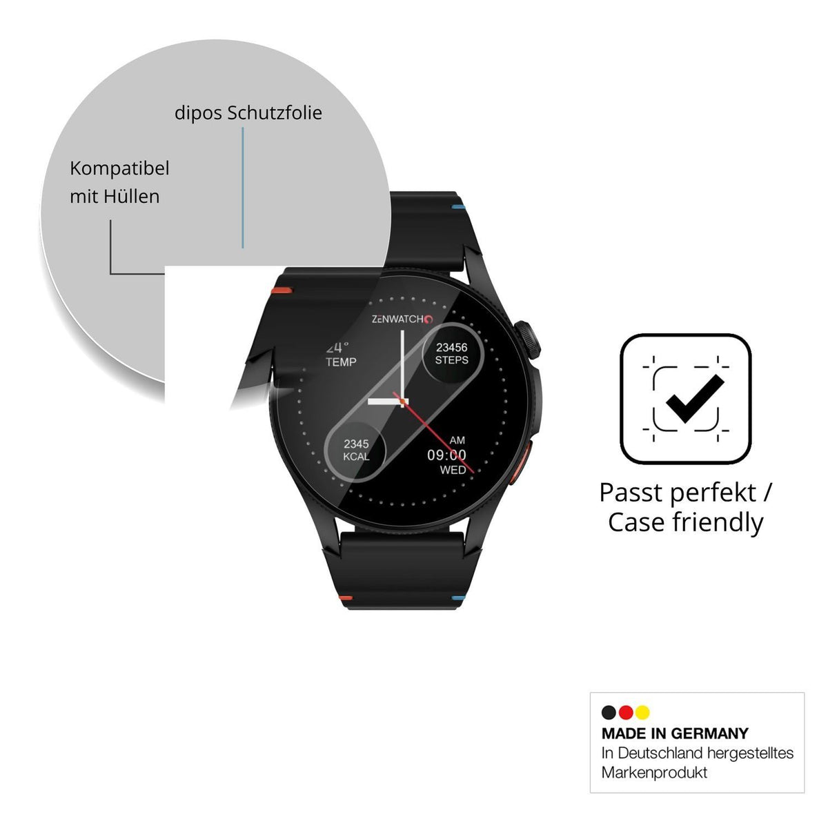 6x Schutzfolie klar für Zenwatch Zenara Display-Sc (6)